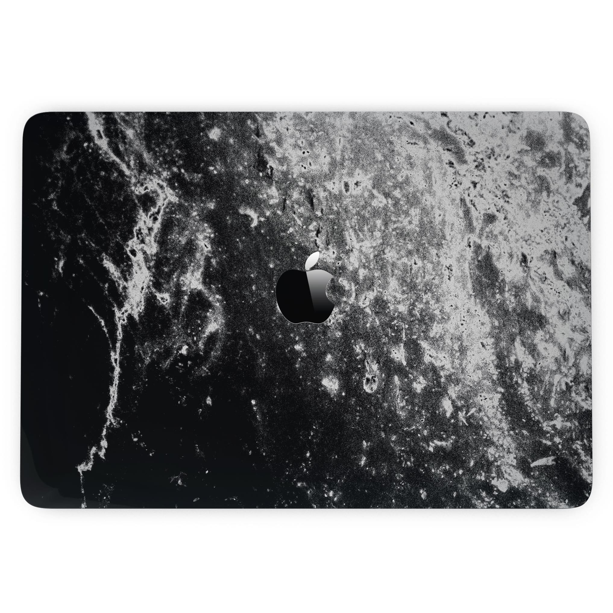 Black and White Grungy Marble Surface skin for 13" MacBook Pro without Touch Bar, showcasing a stylish and protective design.