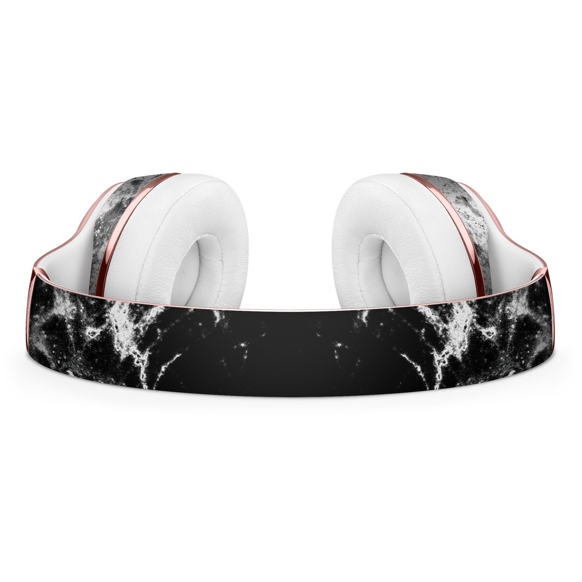 Black and white grungy marble skin kit for Beats by Dre Solo 3 Wireless Headphones, showcasing a stylish design and premium vinyl material.