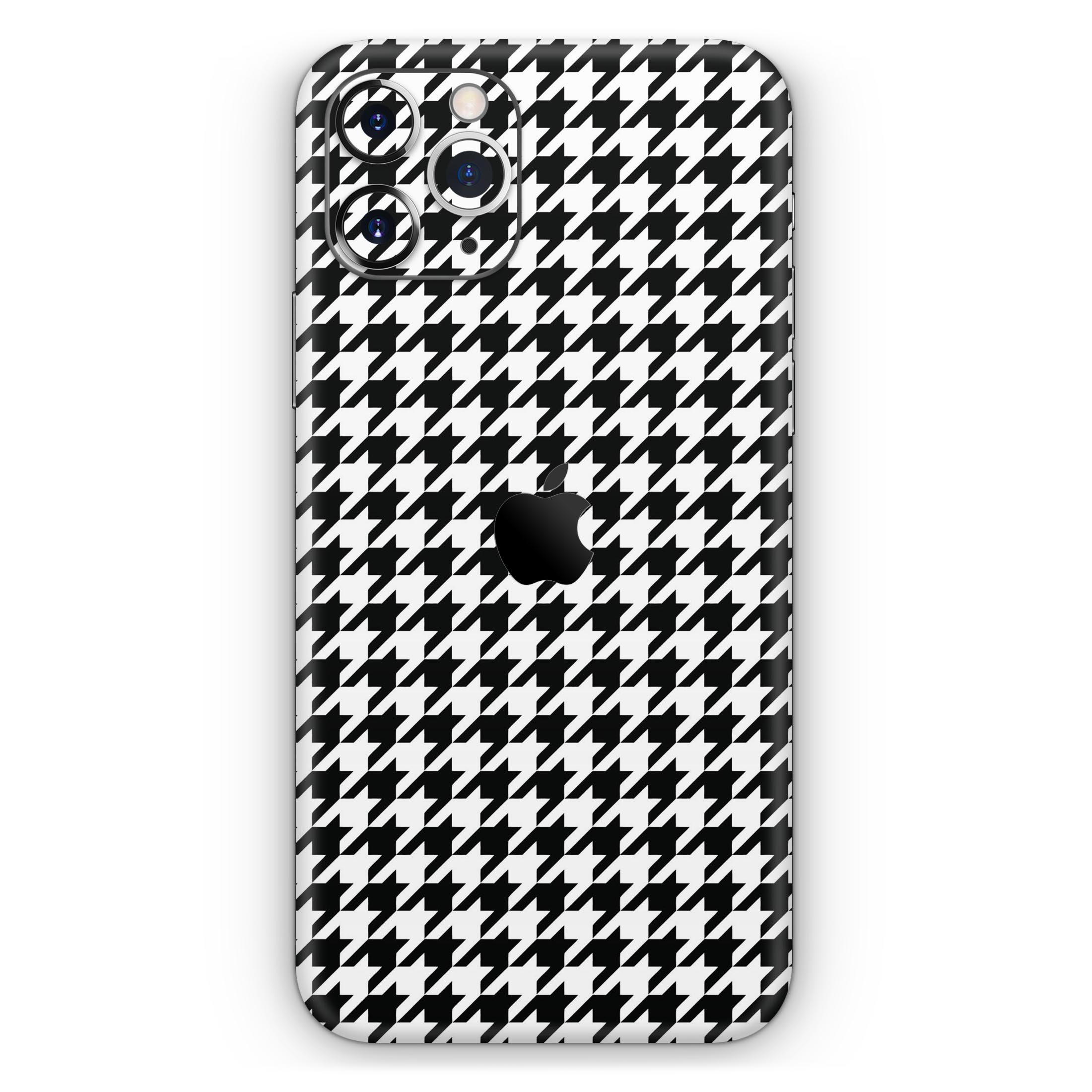 Black and White Houndstooth Pattern Skin-Kit for iPhone 11, showcasing a stylish design and premium vinyl material.