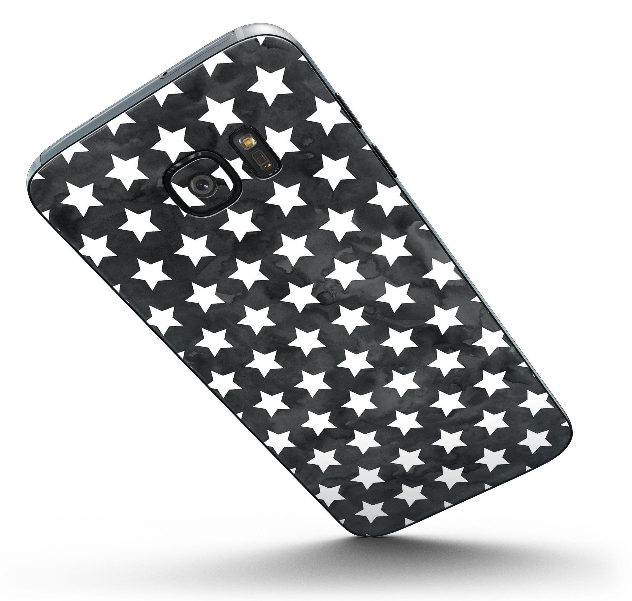 Black and White Watercolor Stars skin for Samsung Galaxy S7/S7 Edge, showcasing a stylish design with a premium vinyl finish.