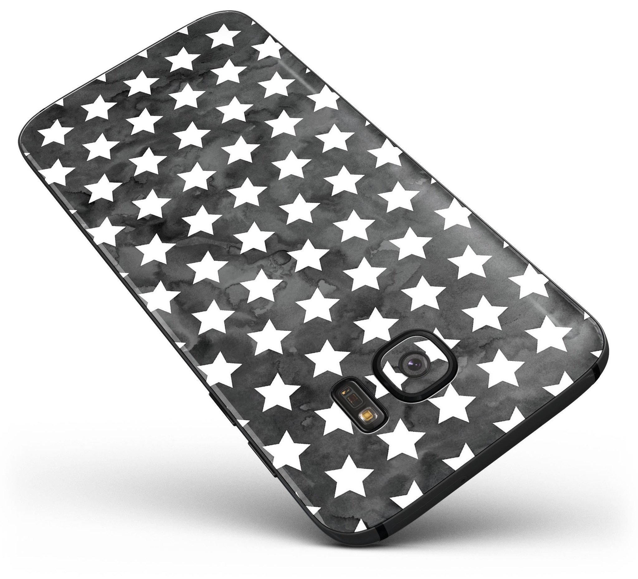 Black and White Watercolor Stars skin for Samsung Galaxy S7/S7 Edge, showcasing a stylish design with a premium vinyl finish.