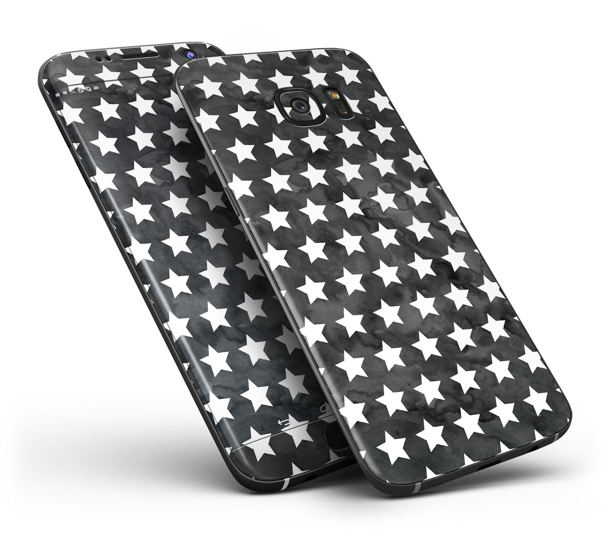 Black and White Watercolor Stars skin for Samsung Galaxy S7/S7 Edge, showcasing a stylish design with a premium vinyl finish.