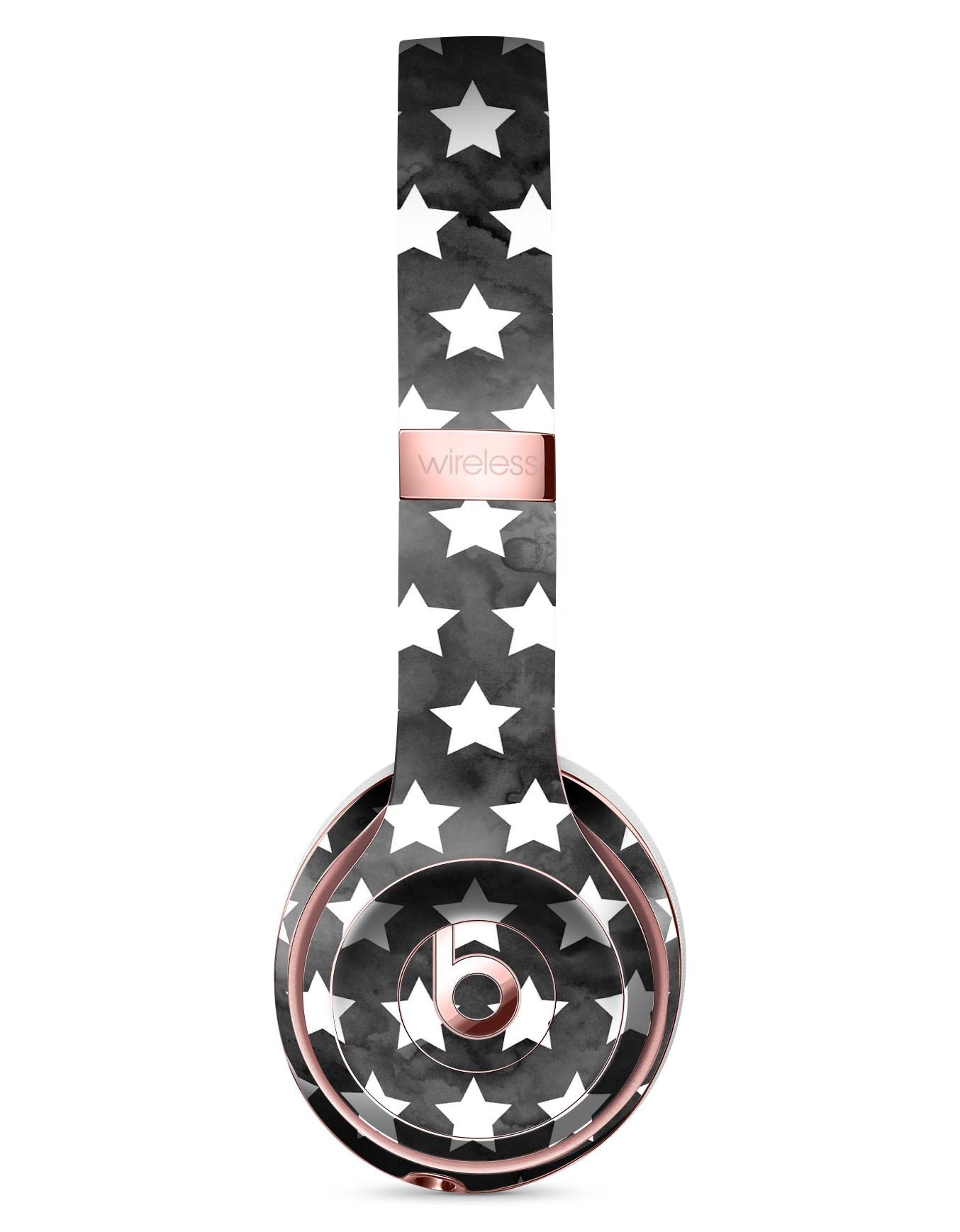 Black and white watercolor stars skin kit for Beats by Dre Solo 3 Wireless Headphones, showcasing stylish design and premium quality.