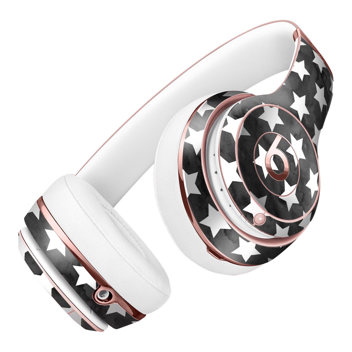 Black and white watercolor stars skin kit for Beats by Dre Solo 3 Wireless Headphones, showcasing stylish design and premium quality.