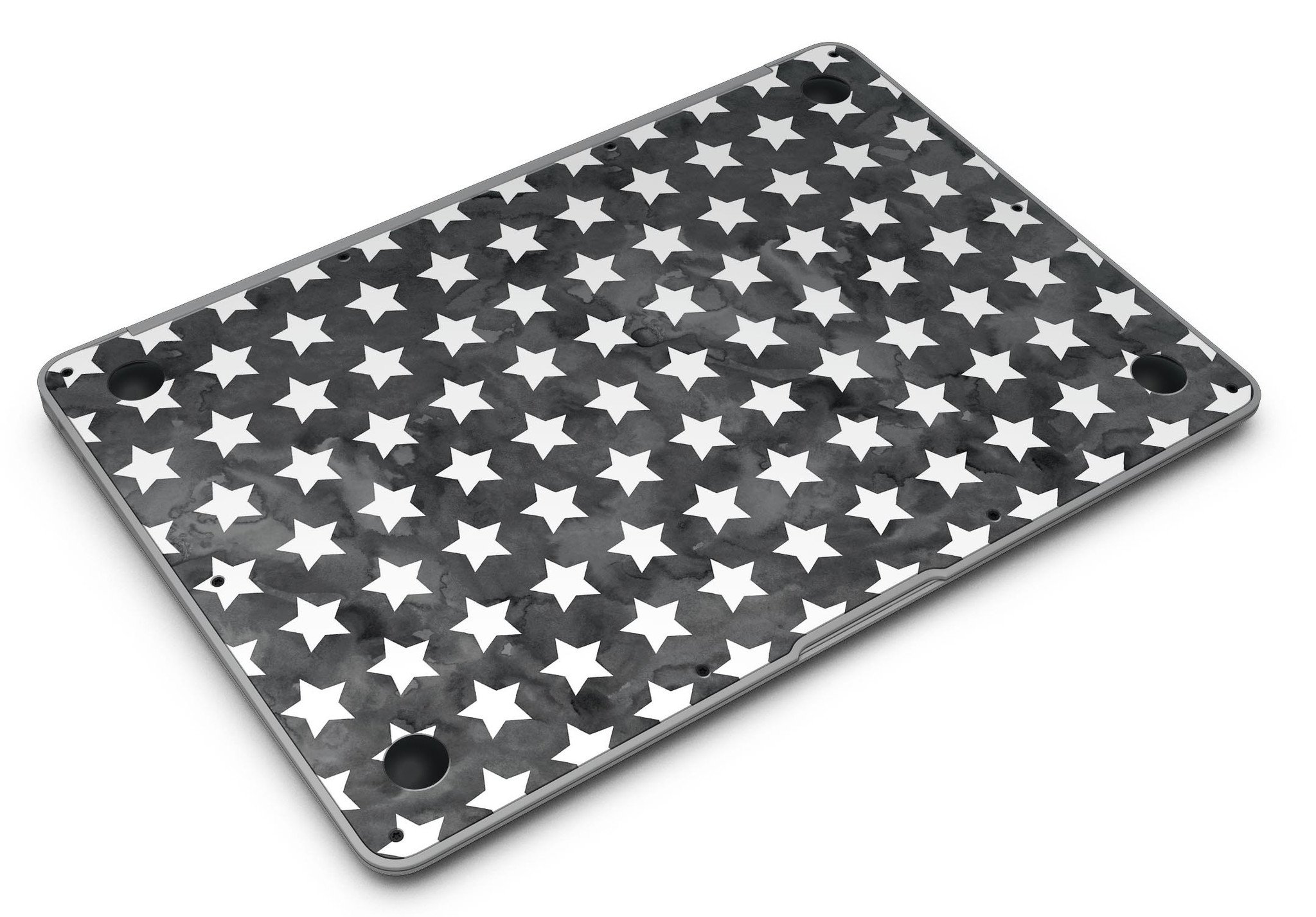 Black and White Watercolor Stars skin kit for MacBook Air, showcasing a stylish design with a premium vinyl finish.