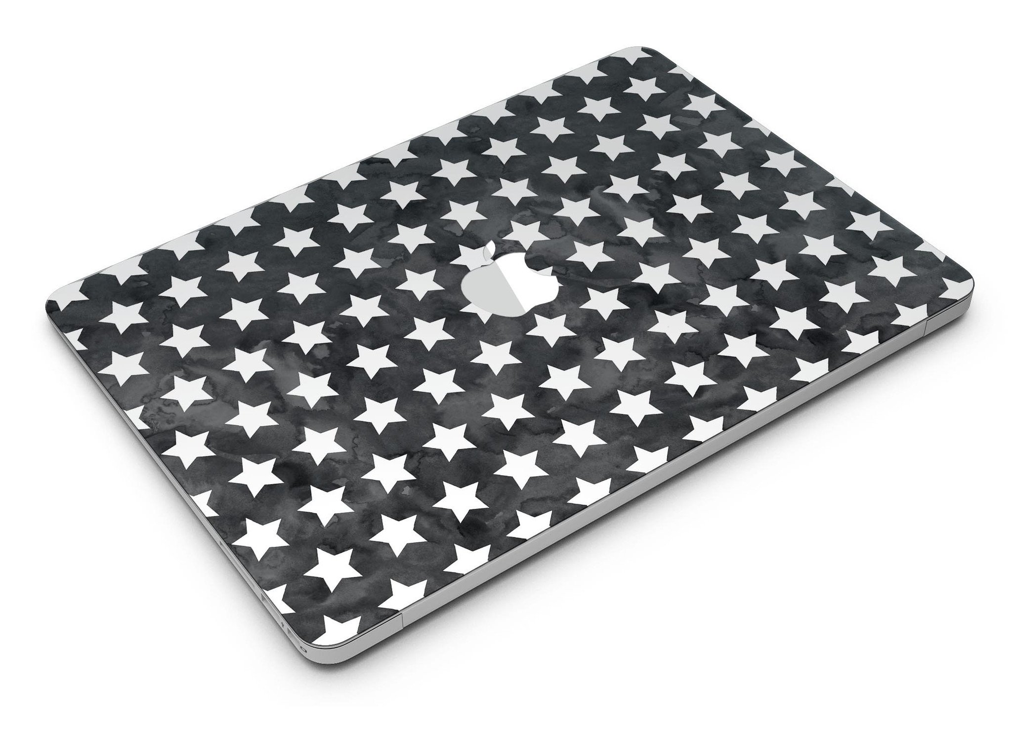 Black and White Watercolor Stars skin kit for MacBook Air, showcasing a stylish design with a premium vinyl finish.