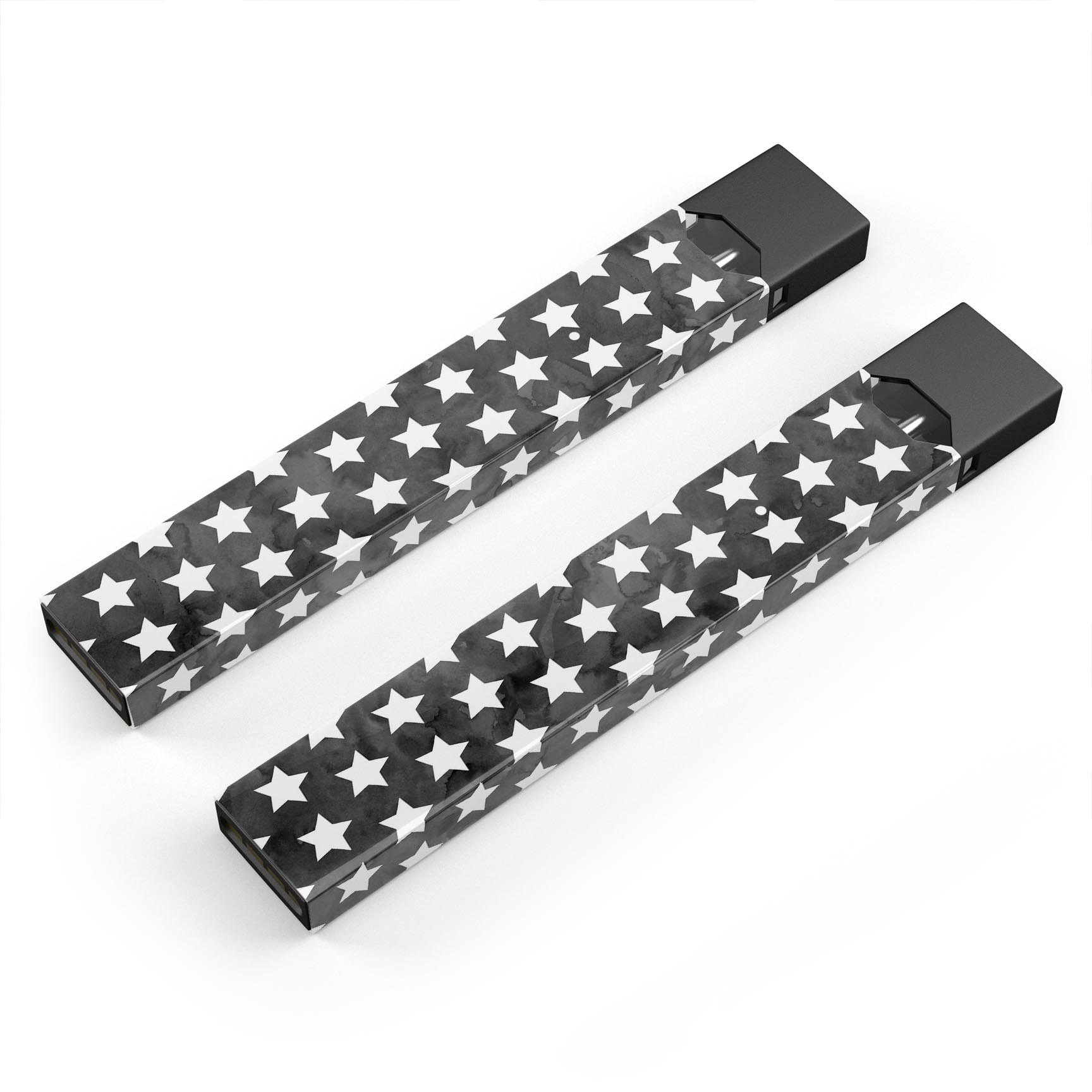 Black and White Watercolor Stars skin-wrap for JUUL vaping device, showcasing a stylish design with a protective layer.