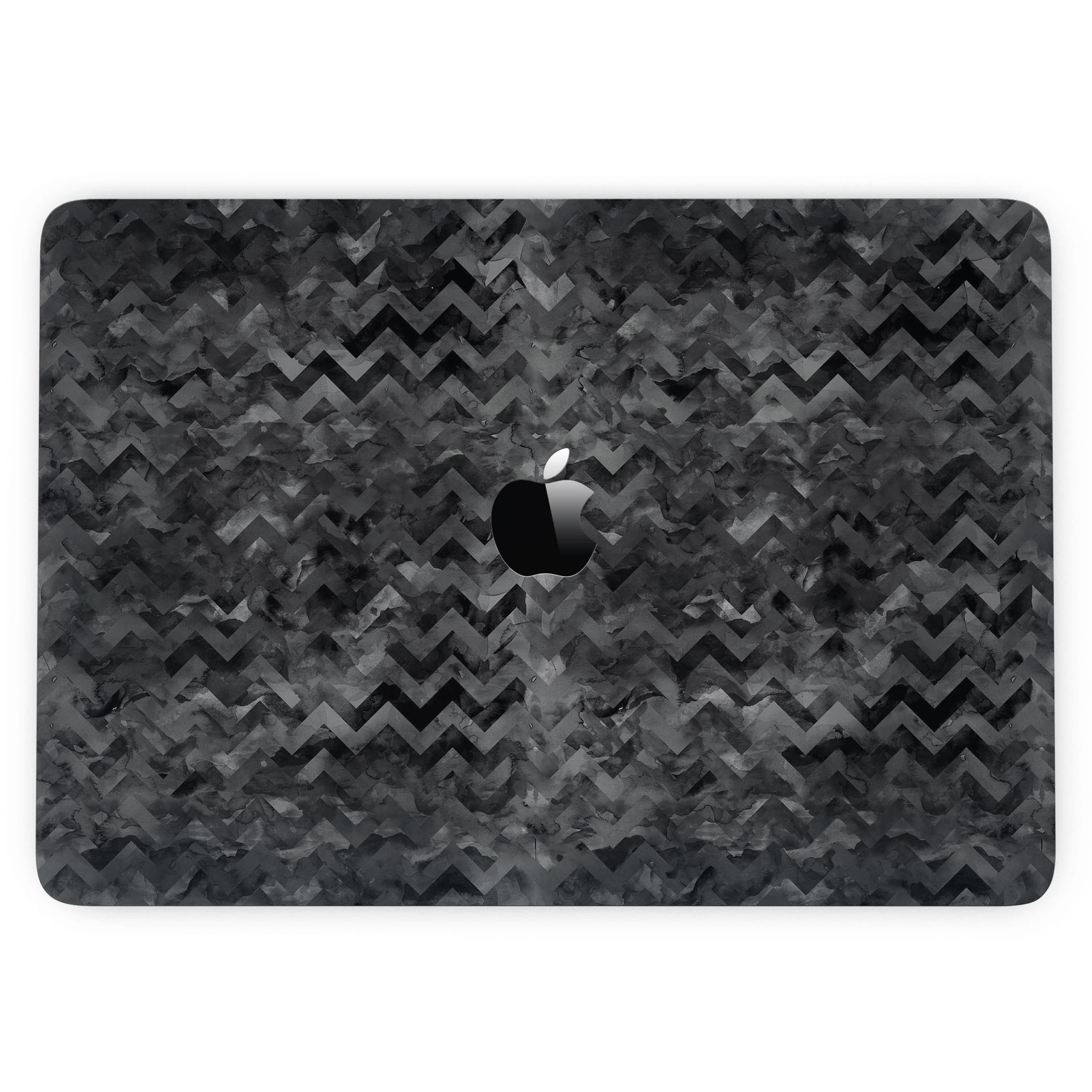 Black Basic Watercolor Chevron Pattern skin for 13" MacBook Pro without Touch Bar, showcasing a stylish design that protects the device.