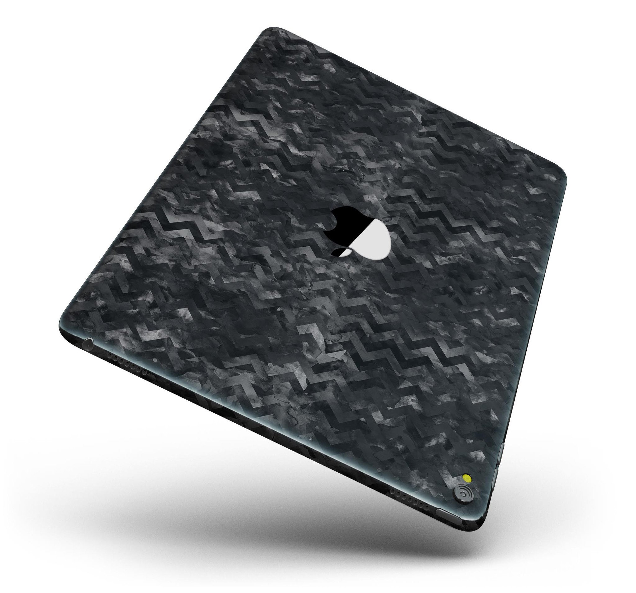 Black Basic Watercolor Chevron Pattern Full Body Skin for iPad Pro, showcasing a stylish design that fits perfectly on the device.