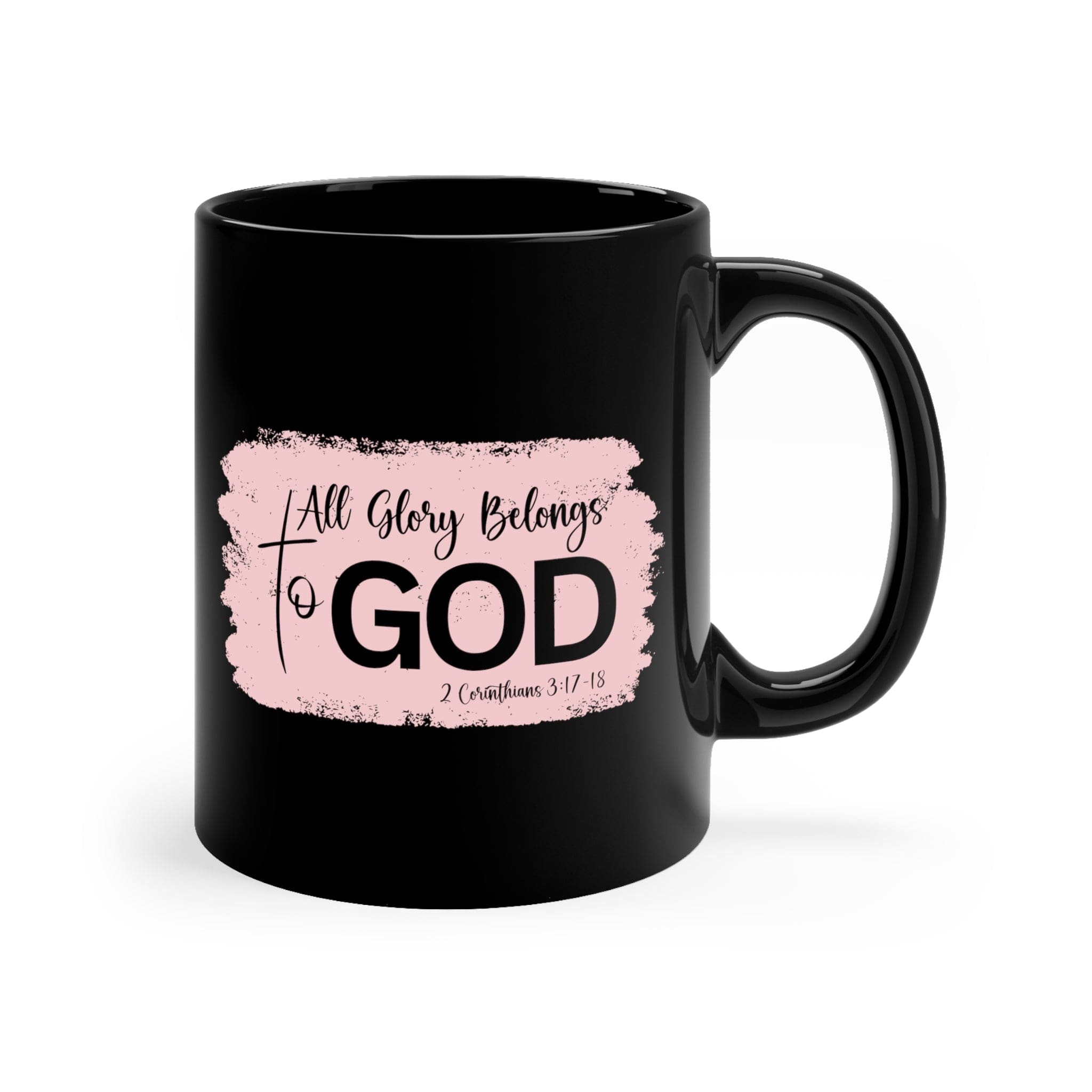 Black Ceramic Mug - 11oz with glossy finish and C-shaped handle, perfect for coffee or tea.