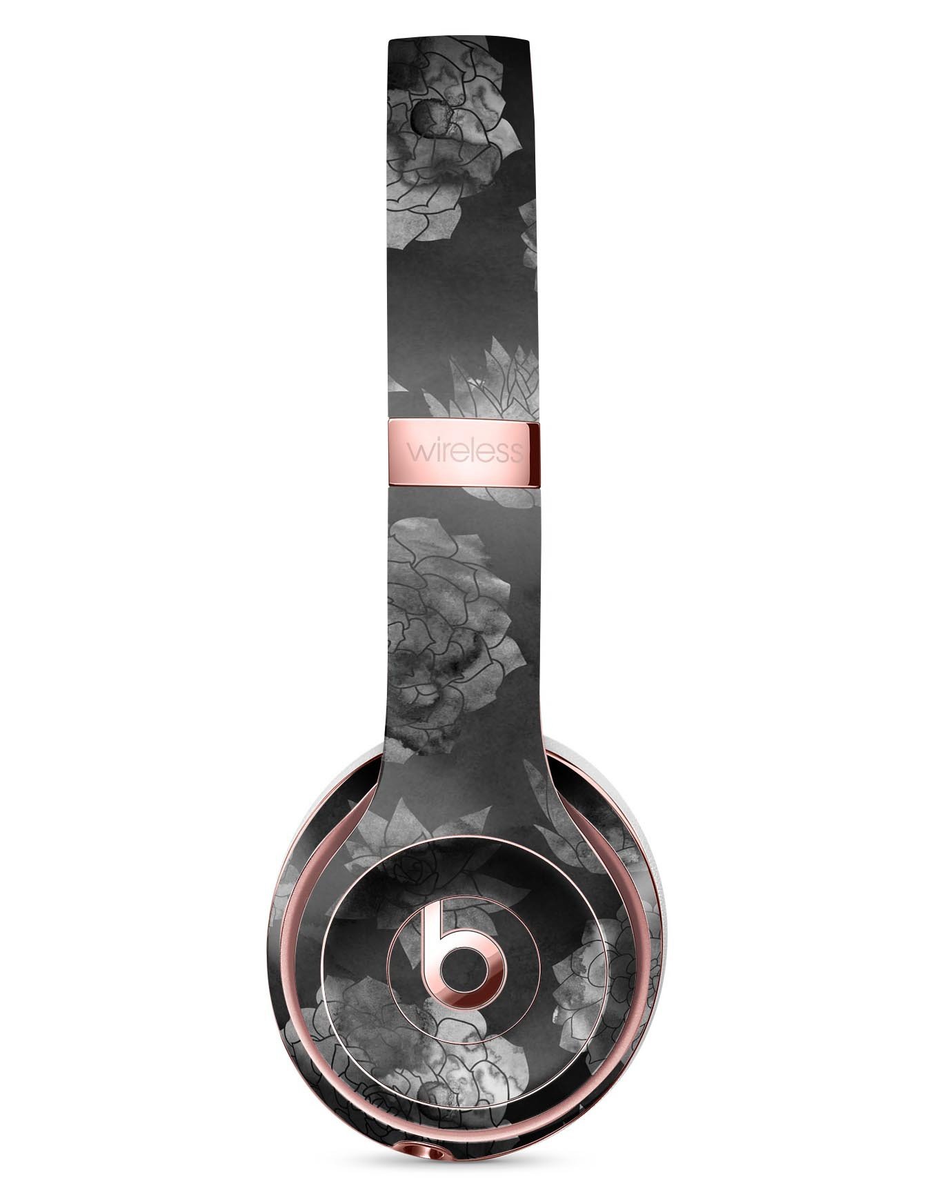 Black Floral Succulents Skin Kit for Beats by Dre Solo 3, showcasing vibrant floral design on premium vinyl.