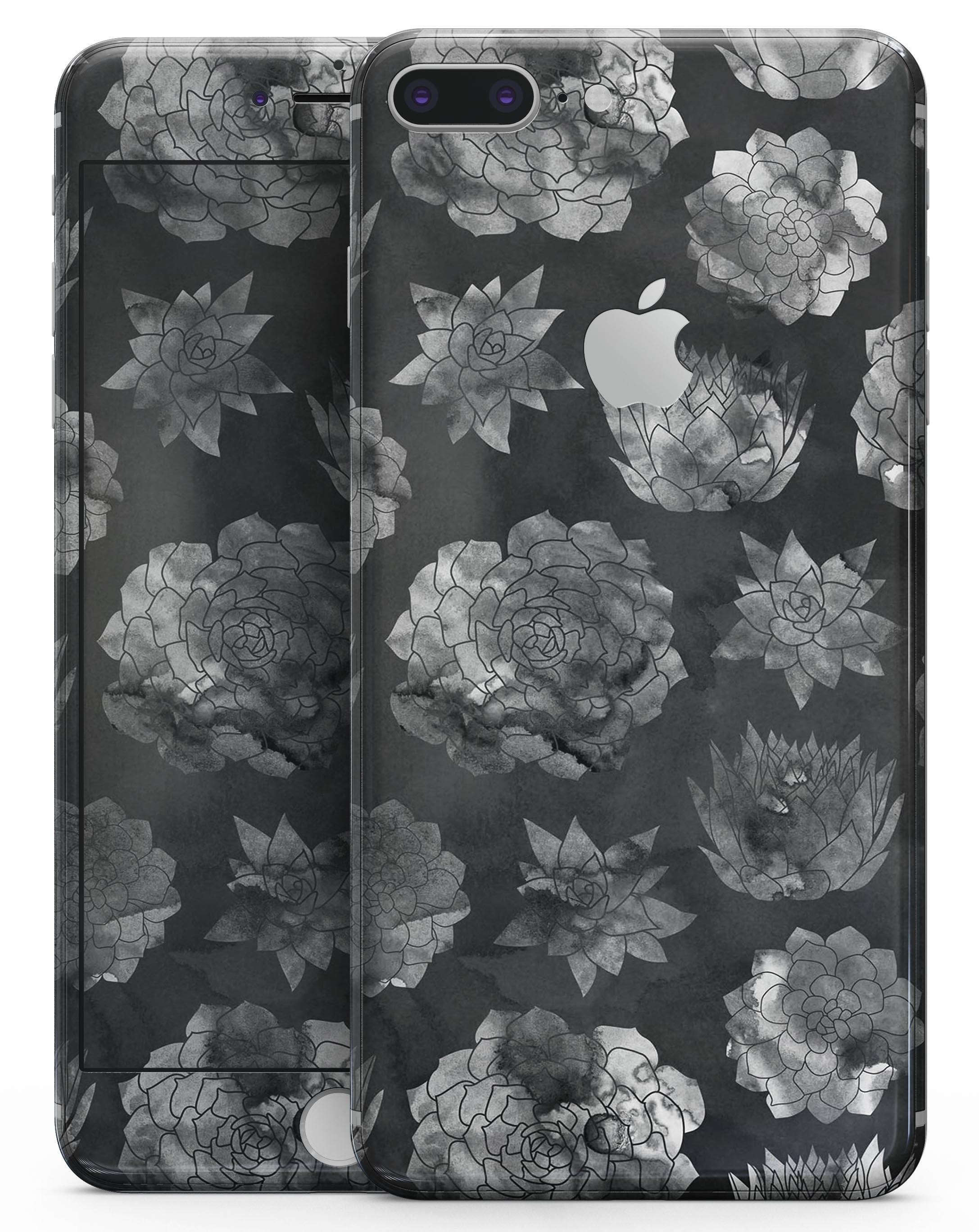 Black Floral Succulents skin for iPhone 8 and 8 Plus, showcasing vibrant floral design on premium vinyl.