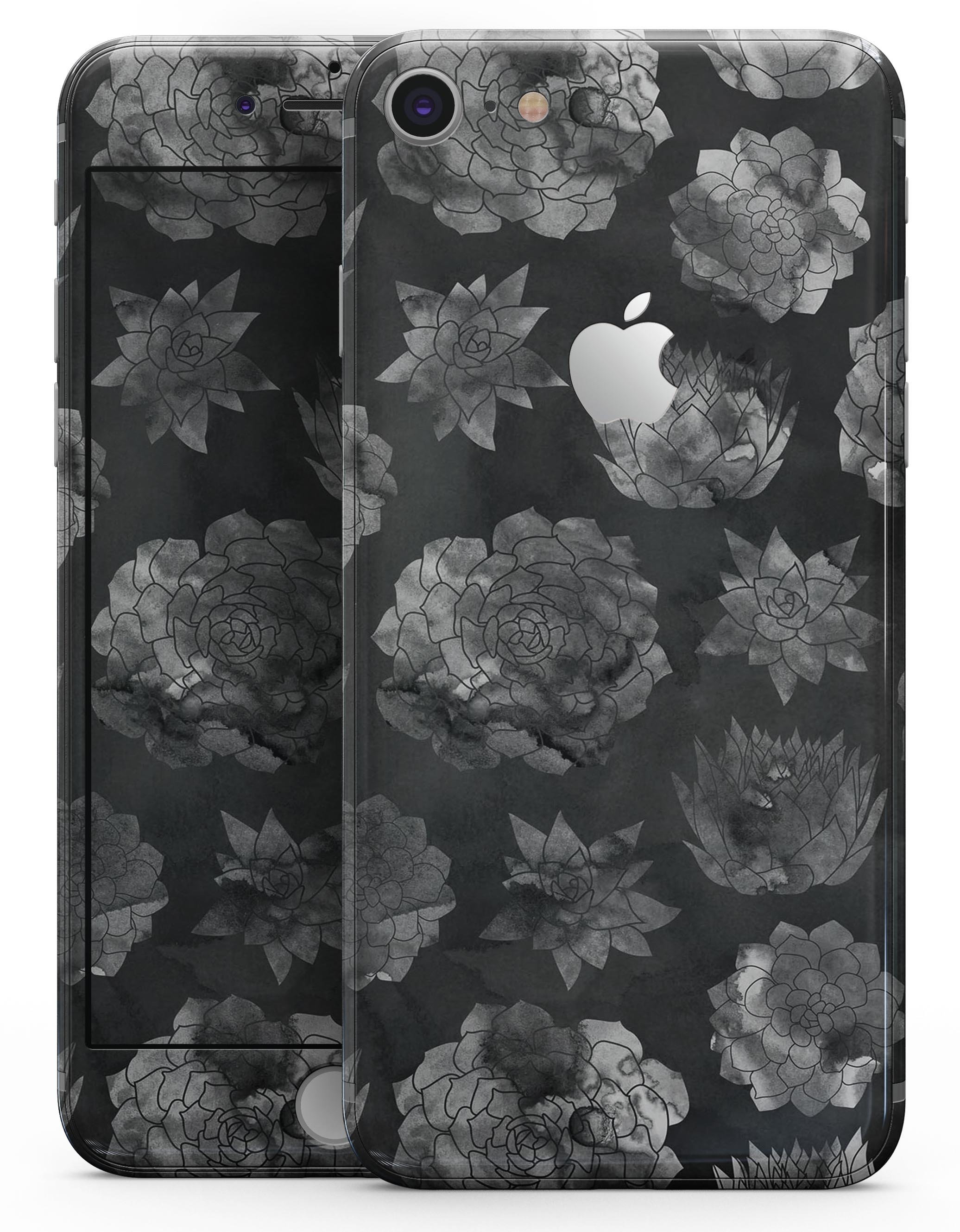 Black Floral Succulents skin for iPhone 8 and 8 Plus, showcasing vibrant floral design on premium vinyl.