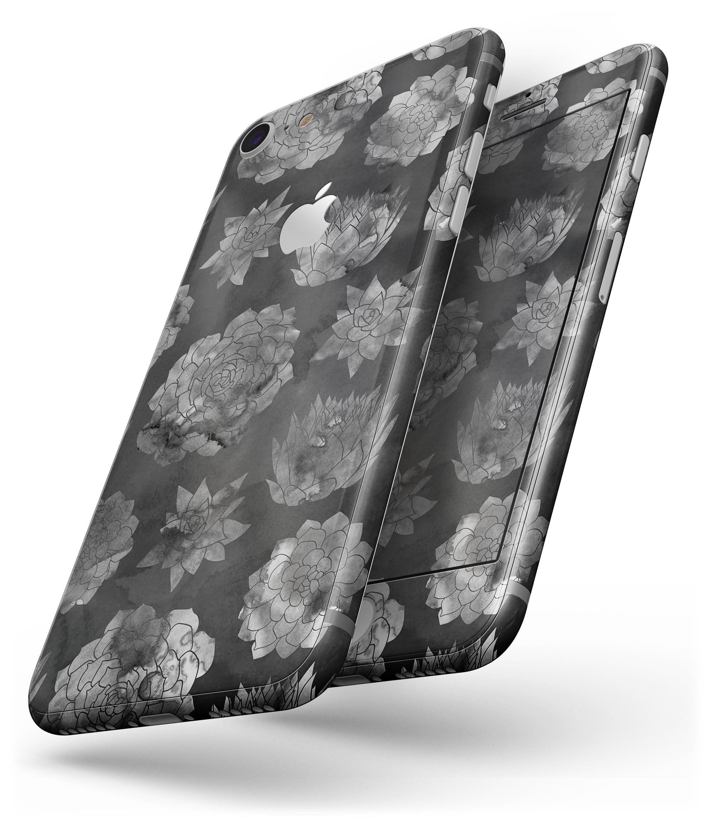 Black Floral Succulents skin for iPhone 8 and 8 Plus, showcasing vibrant floral design on premium vinyl.