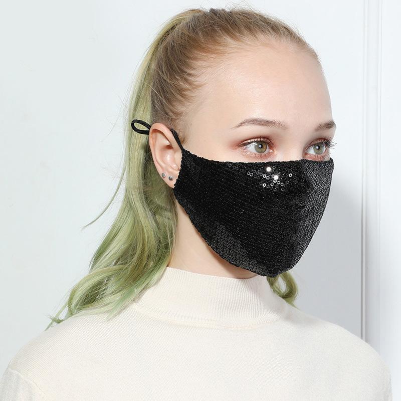 Black Glitter Sparkling Fashion Mask with a stylish glitter finish, designed for comfort and protection.