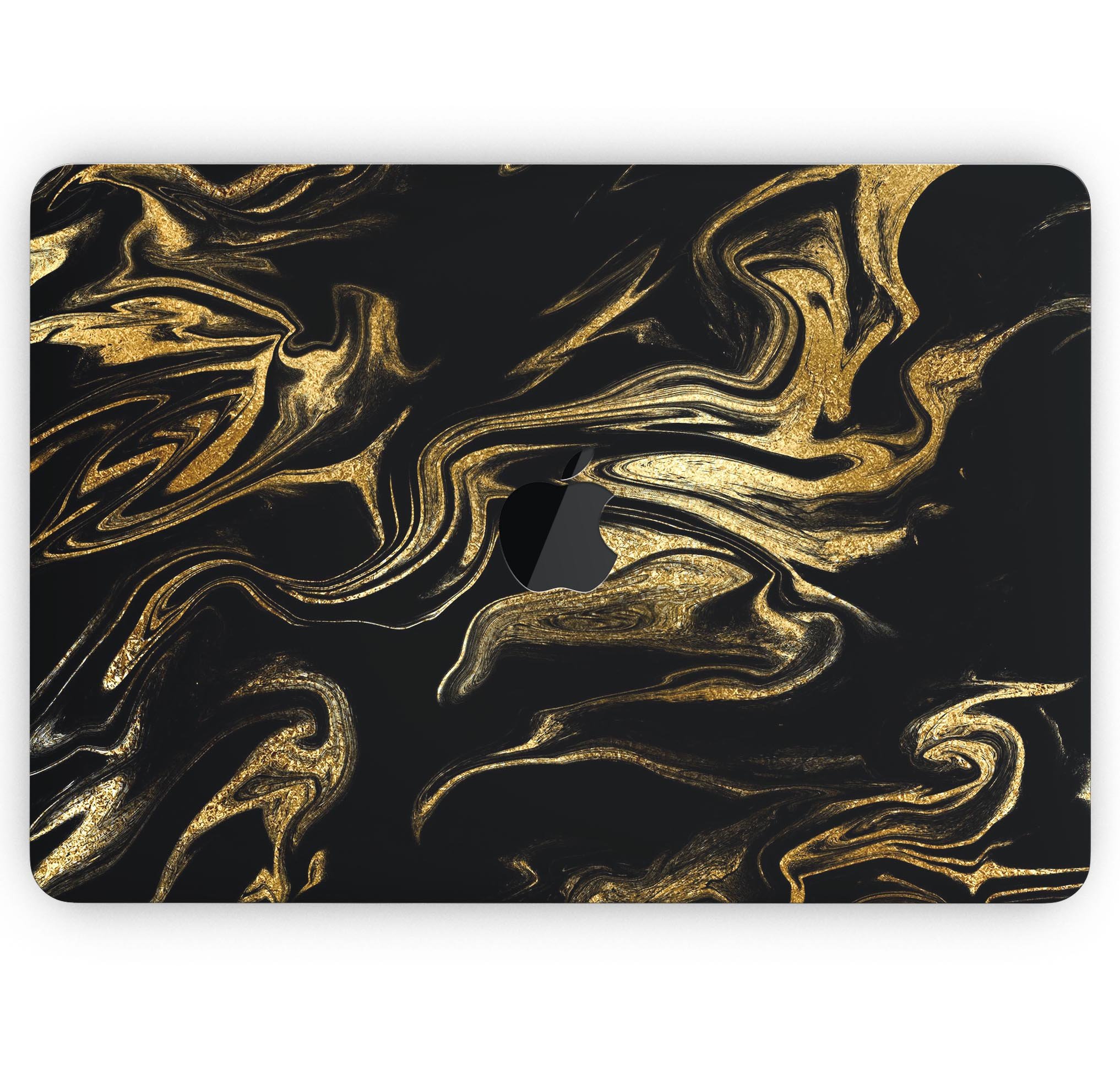 Black & Gold Marble Swirl V7 skin decal wrap kit for MacBook, showcasing a stylish marble design with a glossy finish.