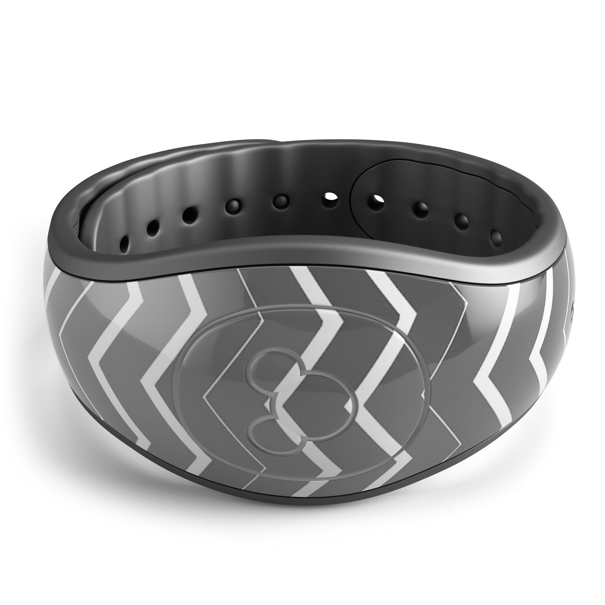 Black Gradient Layered Chevron Decal Skin Wrap Kit designed for Disney Magic Band, showcasing a stylish chevron pattern.