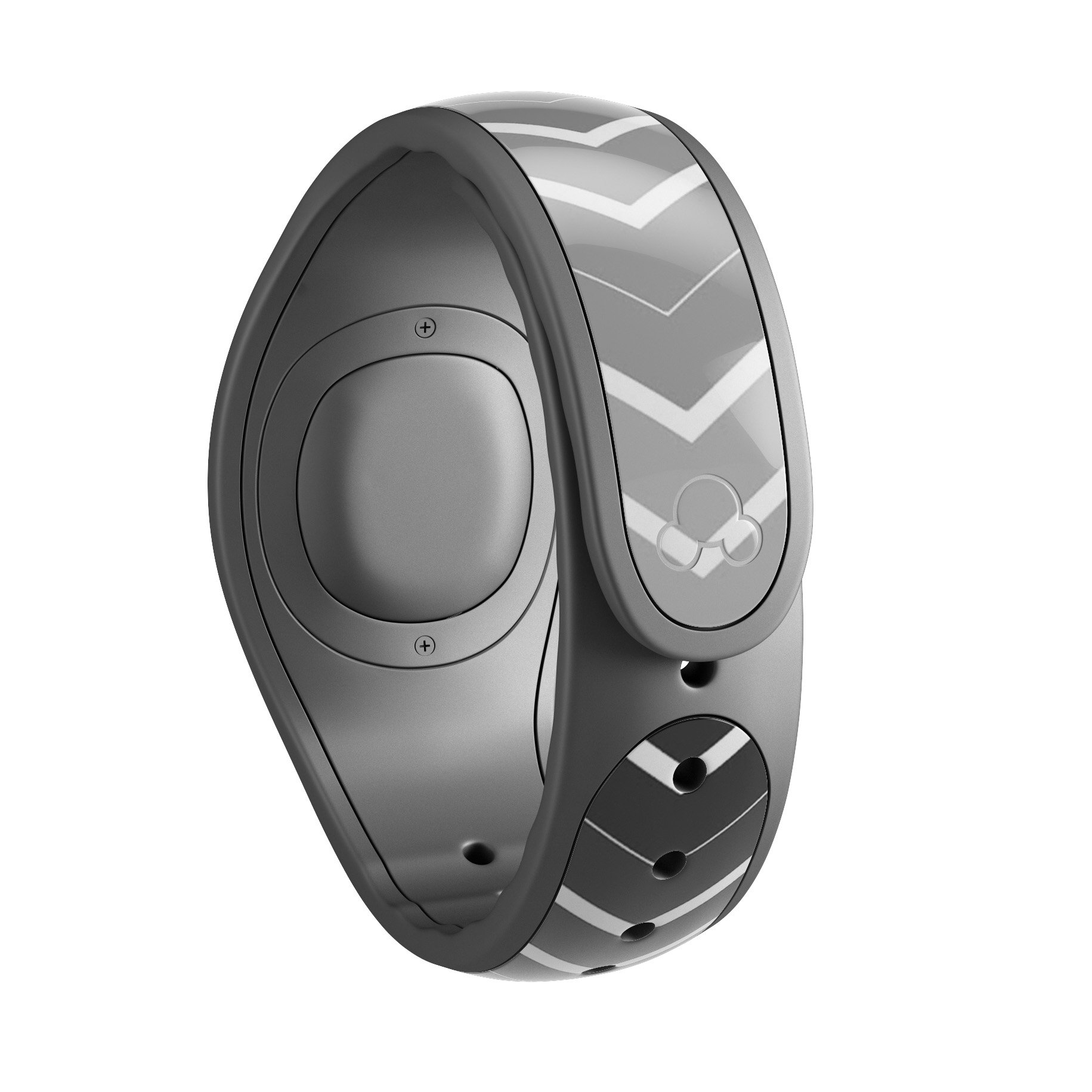 Black Gradient Layered Chevron Decal Skin Wrap Kit designed for Disney Magic Band, showcasing a stylish chevron pattern.