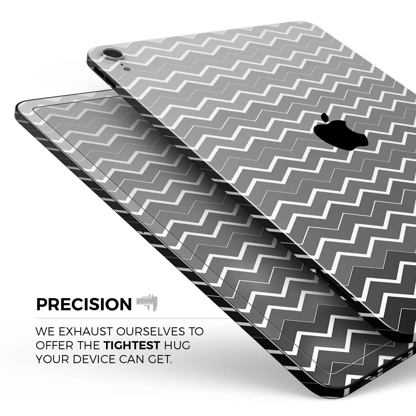 Black Gradient Layered Chevron skin decal for Apple devices, showcasing a sleek design and premium quality materials.