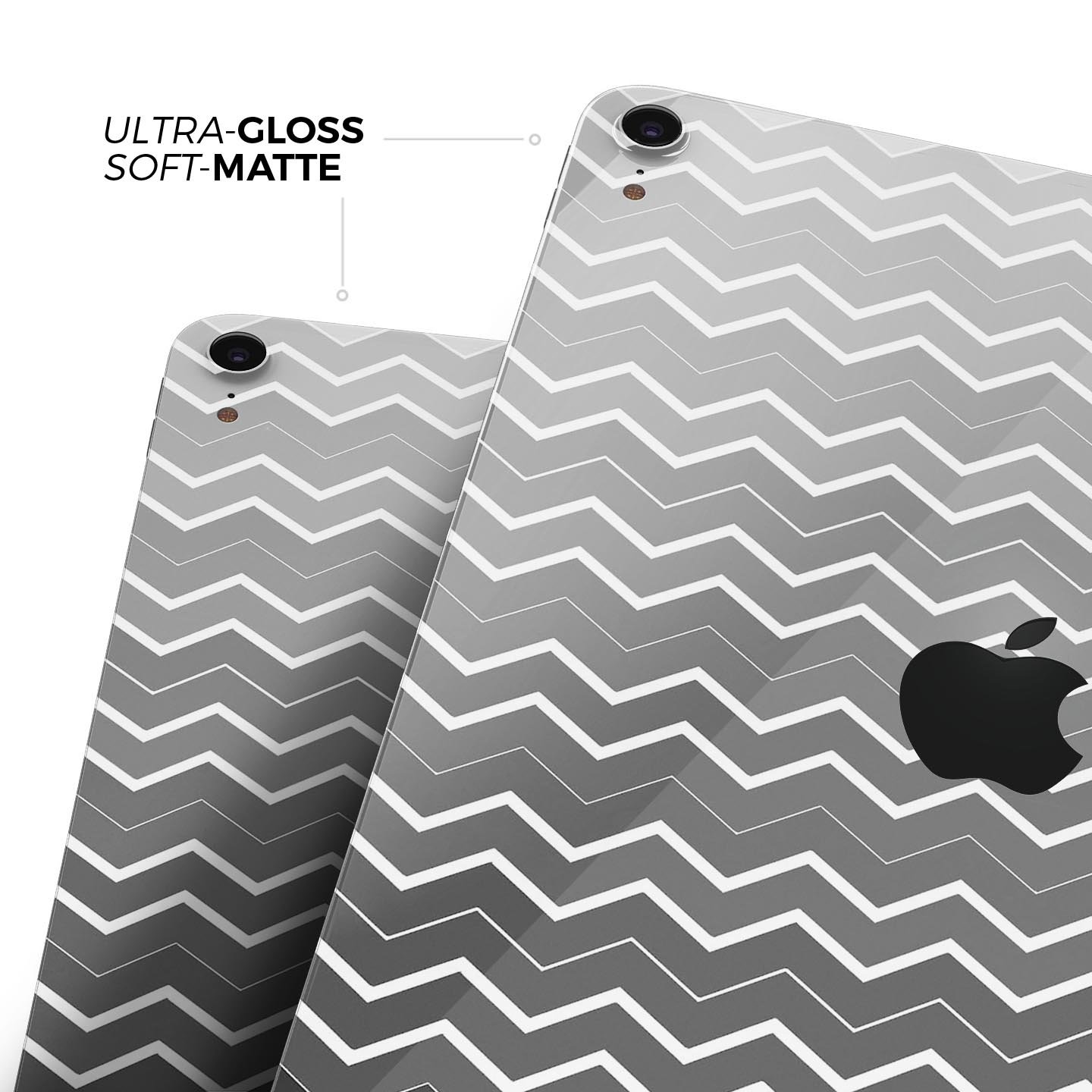 Black Gradient Layered Chevron skin decal for Apple devices, showcasing a sleek design and premium quality materials.