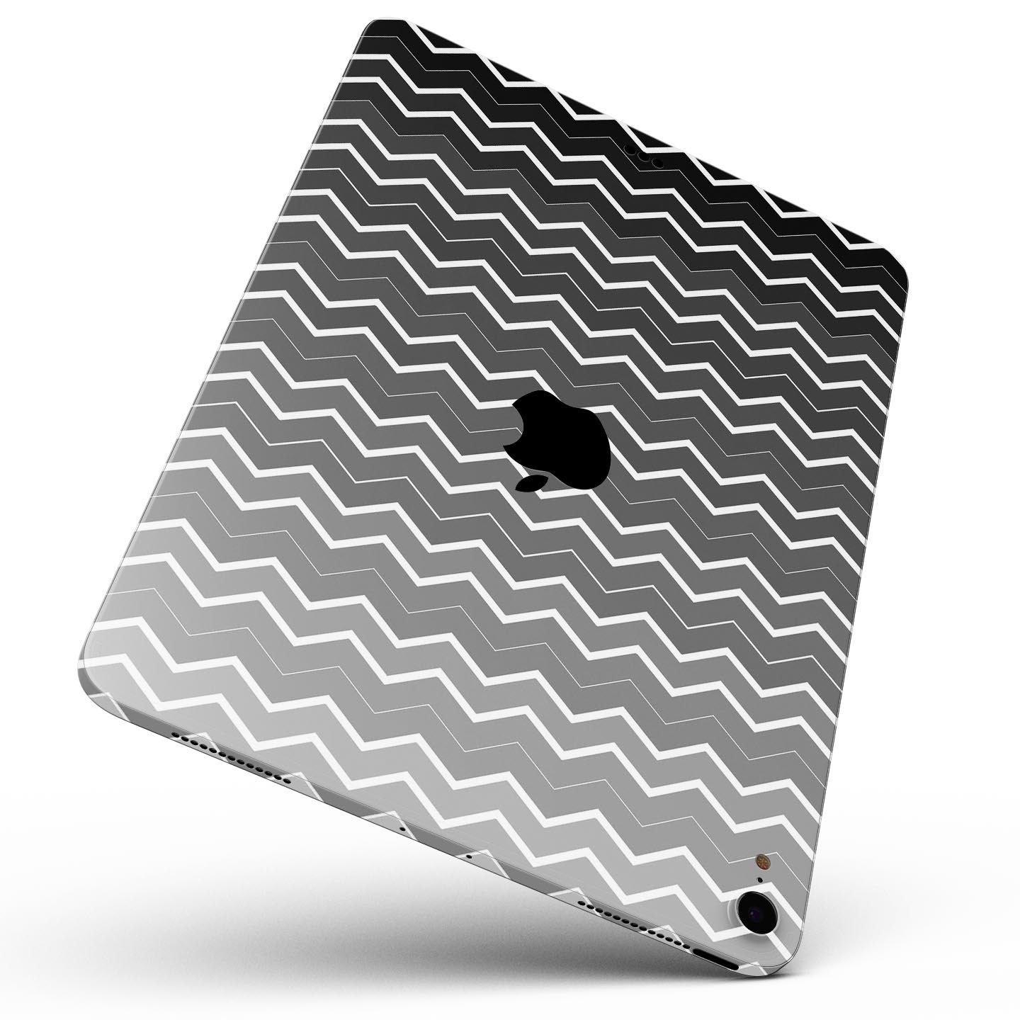 Black Gradient Layered Chevron skin decal for Apple devices, showcasing a sleek design and premium quality materials.