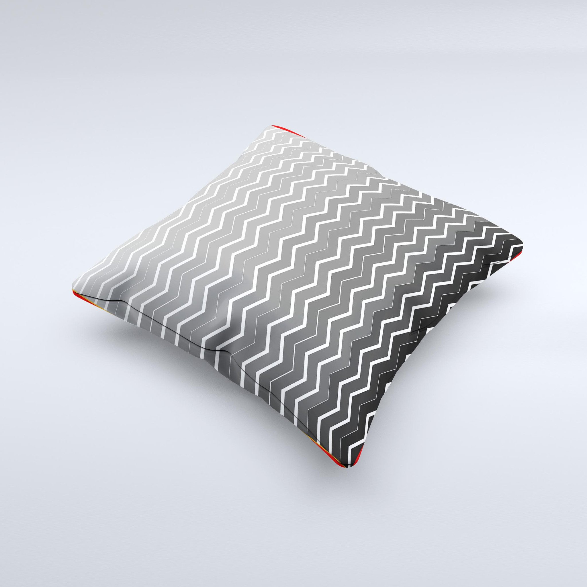 Black Gradient Layered Chevron Decorative Throw Pillow with unique ink-fuzed design, showcasing a stylish gradient pattern.