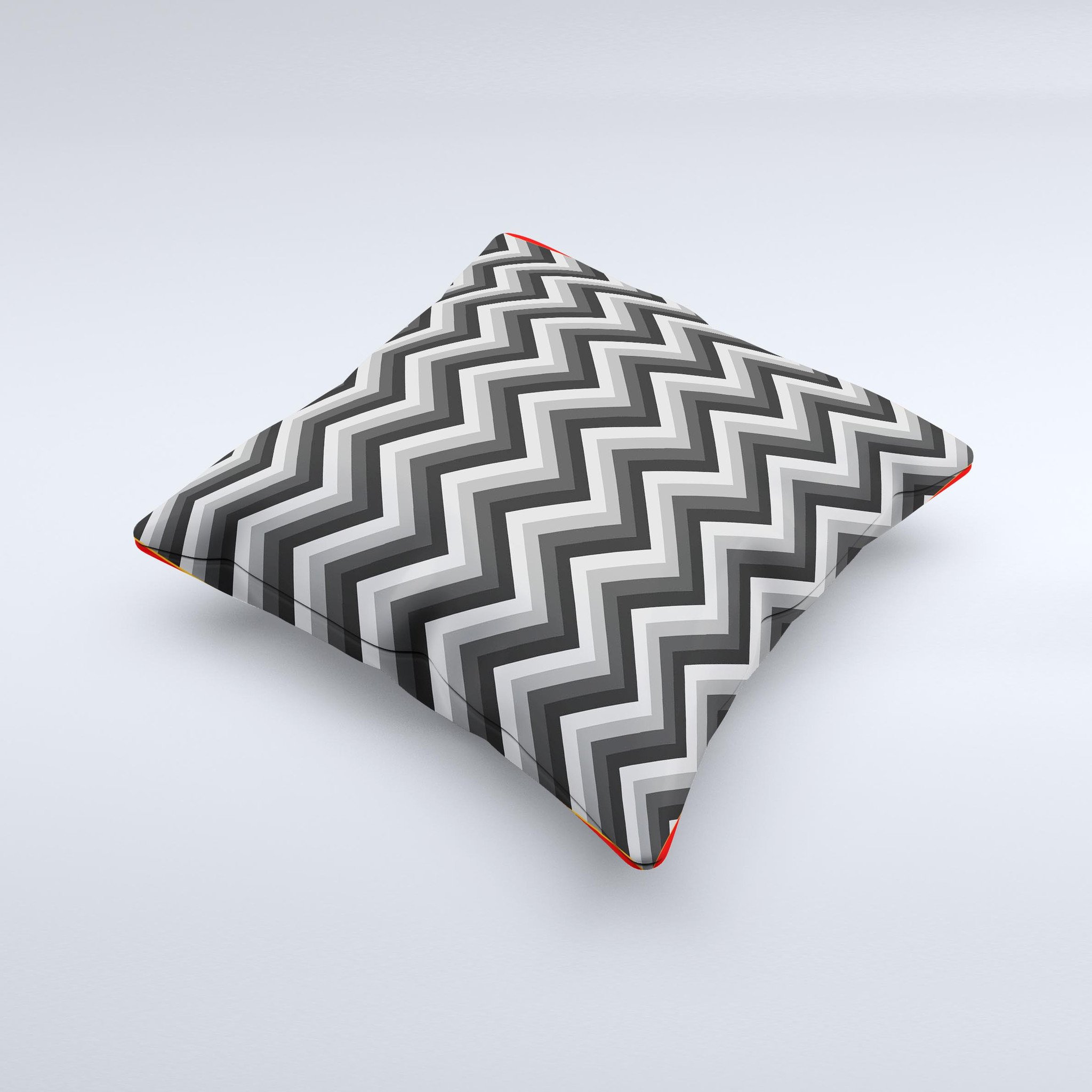 Black Grayscale Layered Chevron Decorative Throw Pillow with unique ink-fuzed design, handcrafted in Virginia.