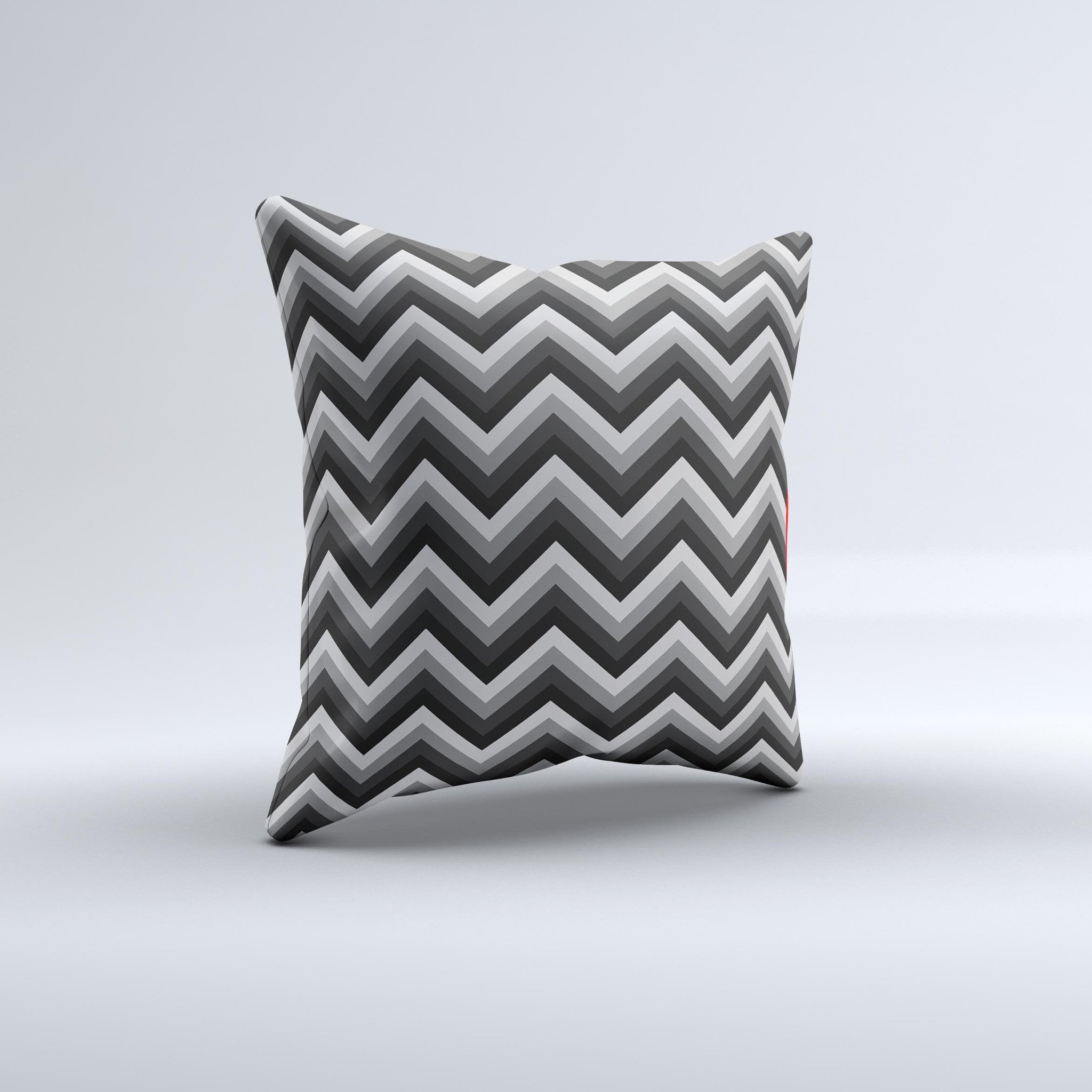 Black Grayscale Layered Chevron Decorative Throw Pillow with unique ink-fuzed design, handcrafted in Virginia.