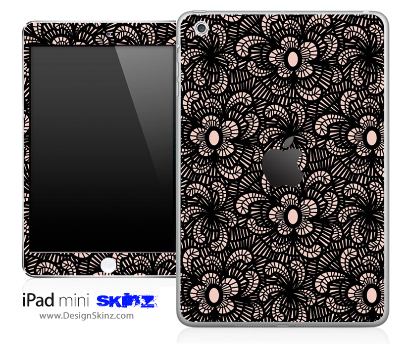 Black Lacy iPad Skin featuring intricate lace design, providing stylish protection for your device.