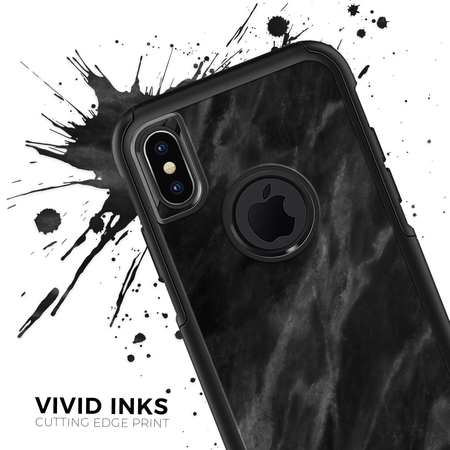 Black Marble Surface Skin Kit designed for iPhone OtterBox cases, showcasing a sleek marble design with a premium finish.