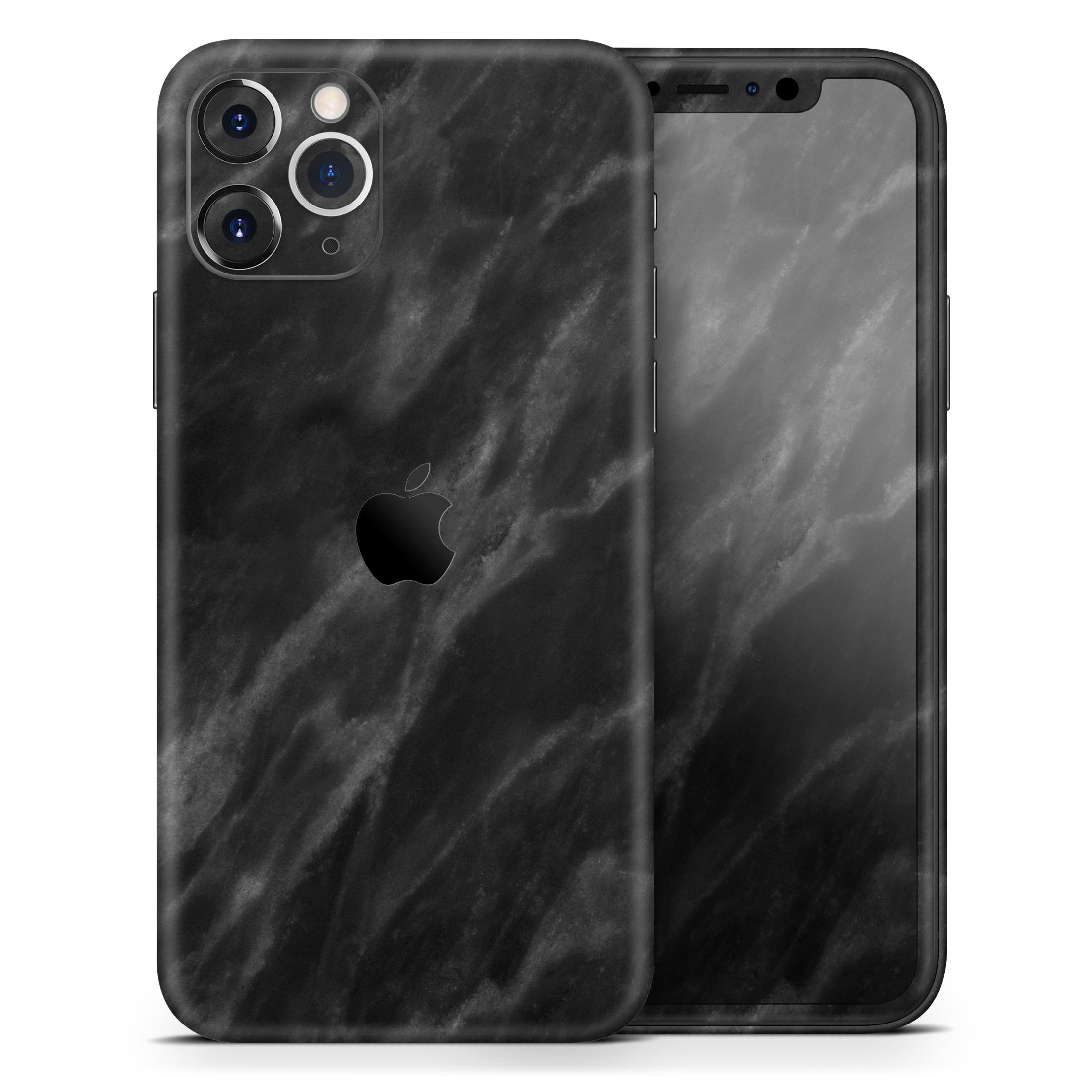 Black Marble Surface Skin-Kit for Apple iPhone 13, showcasing a stylish marble design on a sleek device.