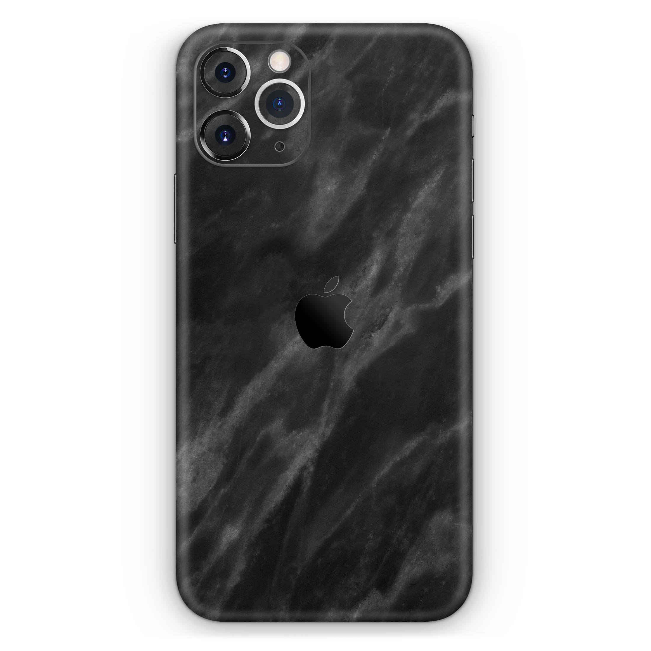 Black Marble Surface Skin-Kit for Apple iPhone 13, showcasing a stylish marble design on a sleek device.