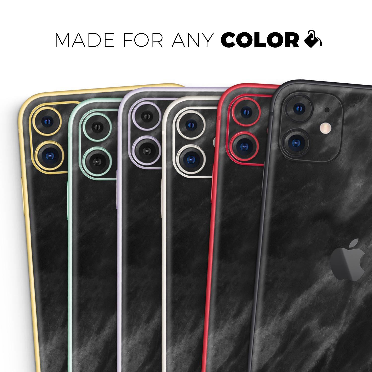 Black Marble Surface Skin-Kit for Apple iPhone 13, showcasing a stylish marble design on a sleek device.