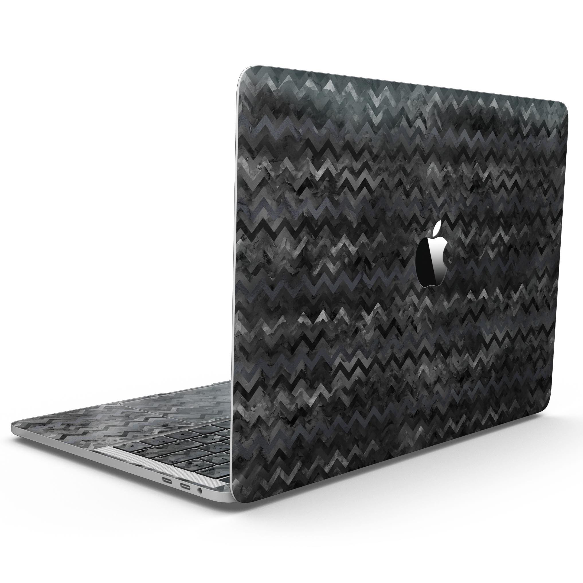 Black Multi Watercolor Chevron skin for 13" MacBook Pro without Touch Bar, showcasing vibrant colors and stylish design.