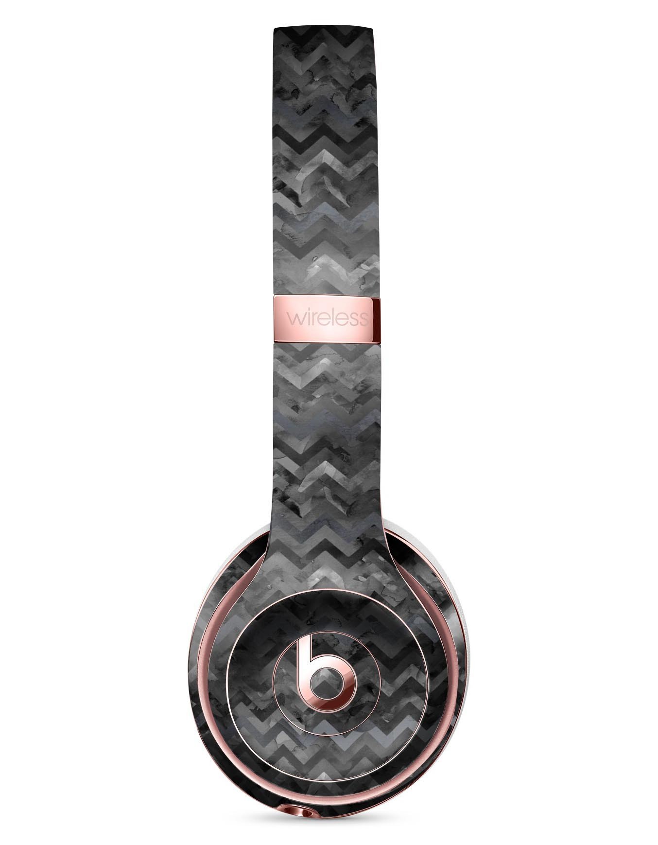 Black Multi Watercolor Chevron Full-Body Skin Kit for Beats by Dre Solo 3 Wireless Headphones, showcasing vibrant colors and a stylish chevron pattern.