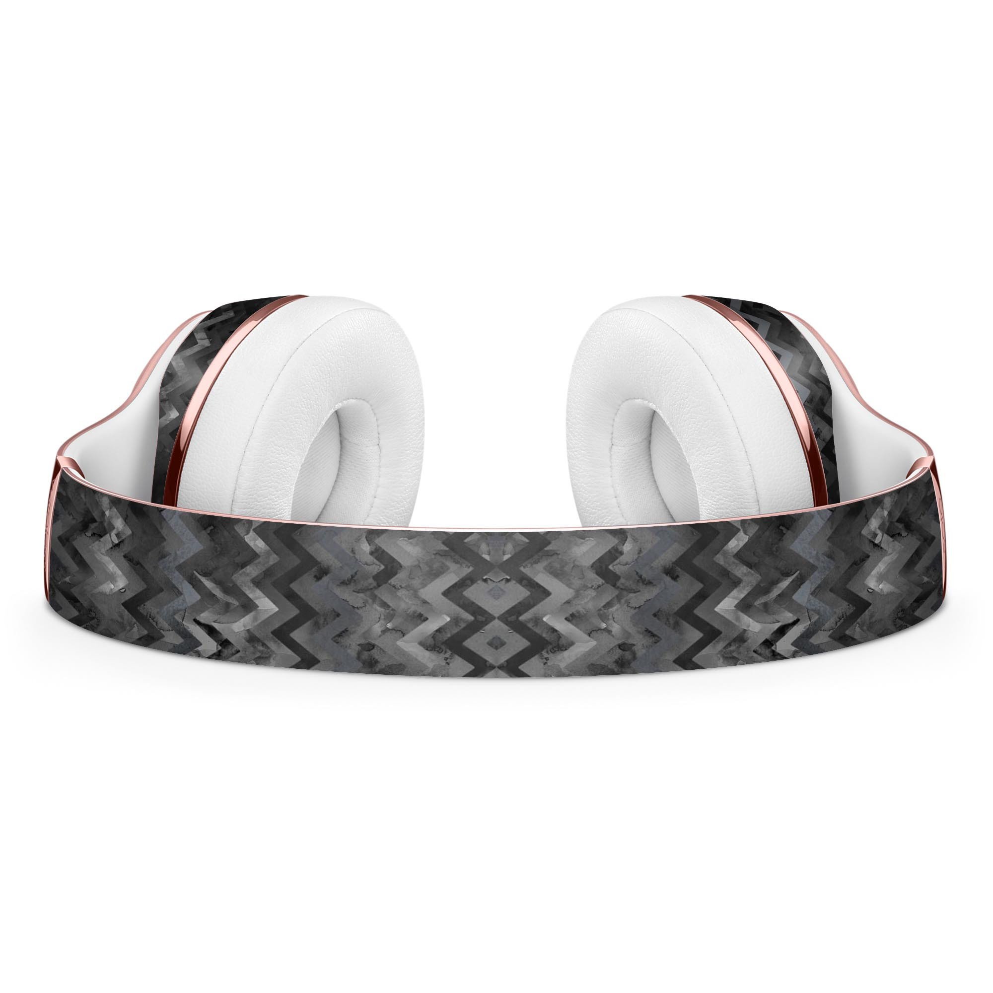 Black Multi Watercolor Chevron Full-Body Skin Kit for Beats by Dre Solo 3 Wireless Headphones, showcasing vibrant colors and a stylish chevron pattern.