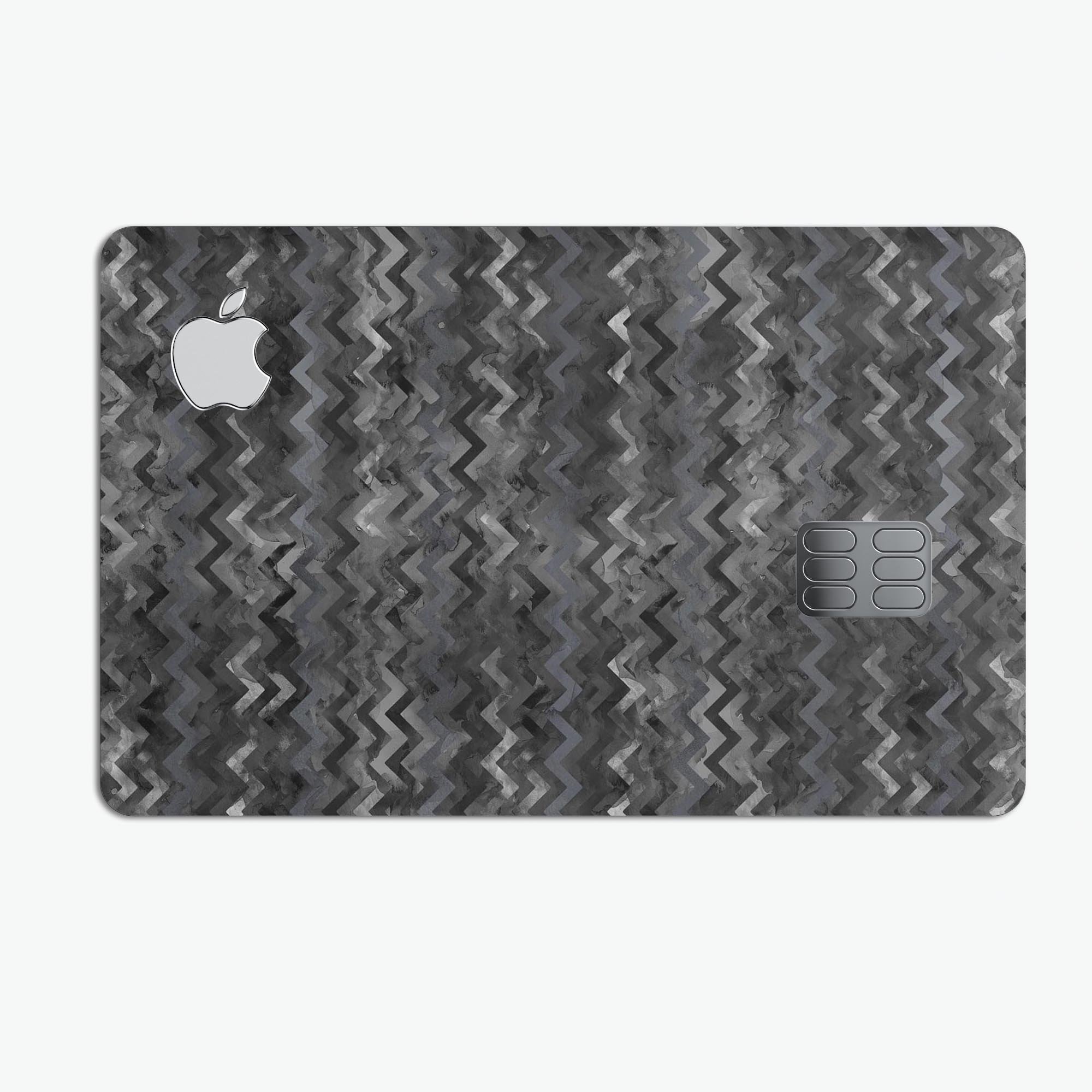 Black Multi Watercolor Chevron decal skin for Apple Card, showcasing vibrant colors and premium vinyl material.