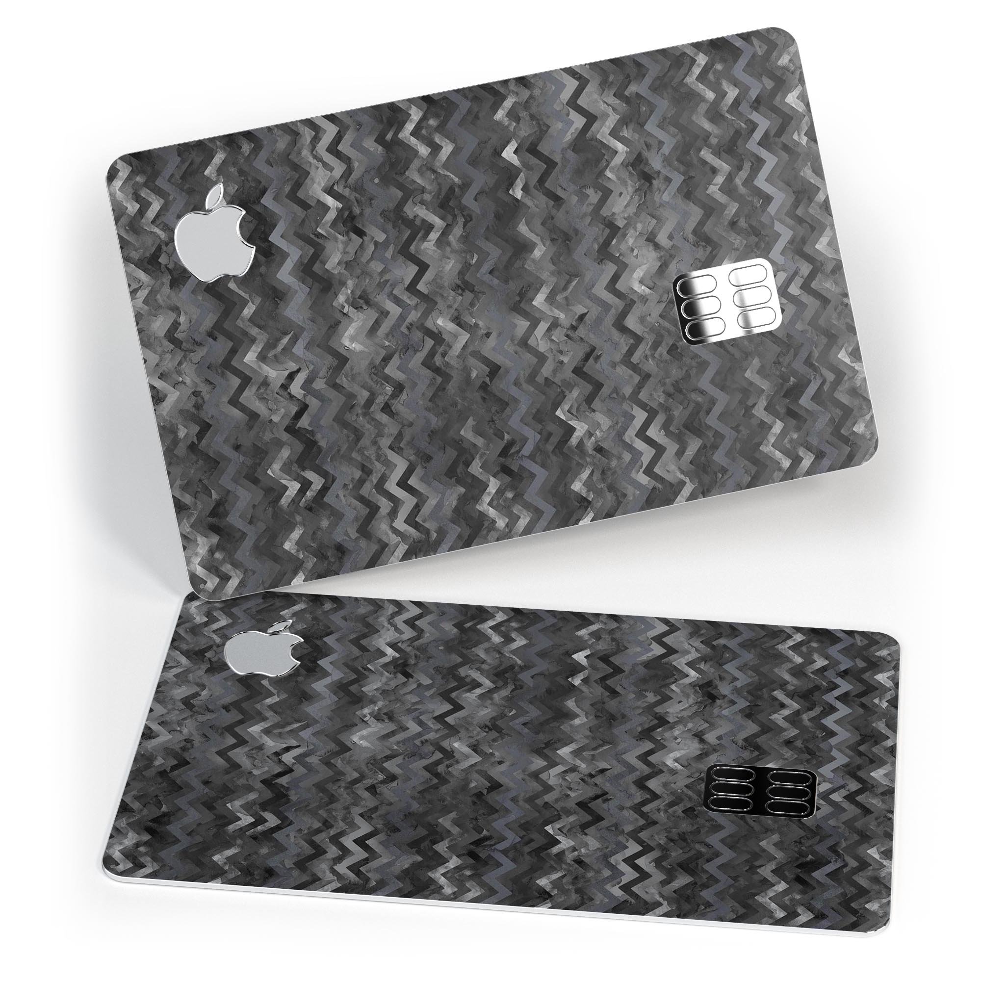 Black Multi Watercolor Chevron decal skin for Apple Card, showcasing vibrant colors and premium vinyl material.