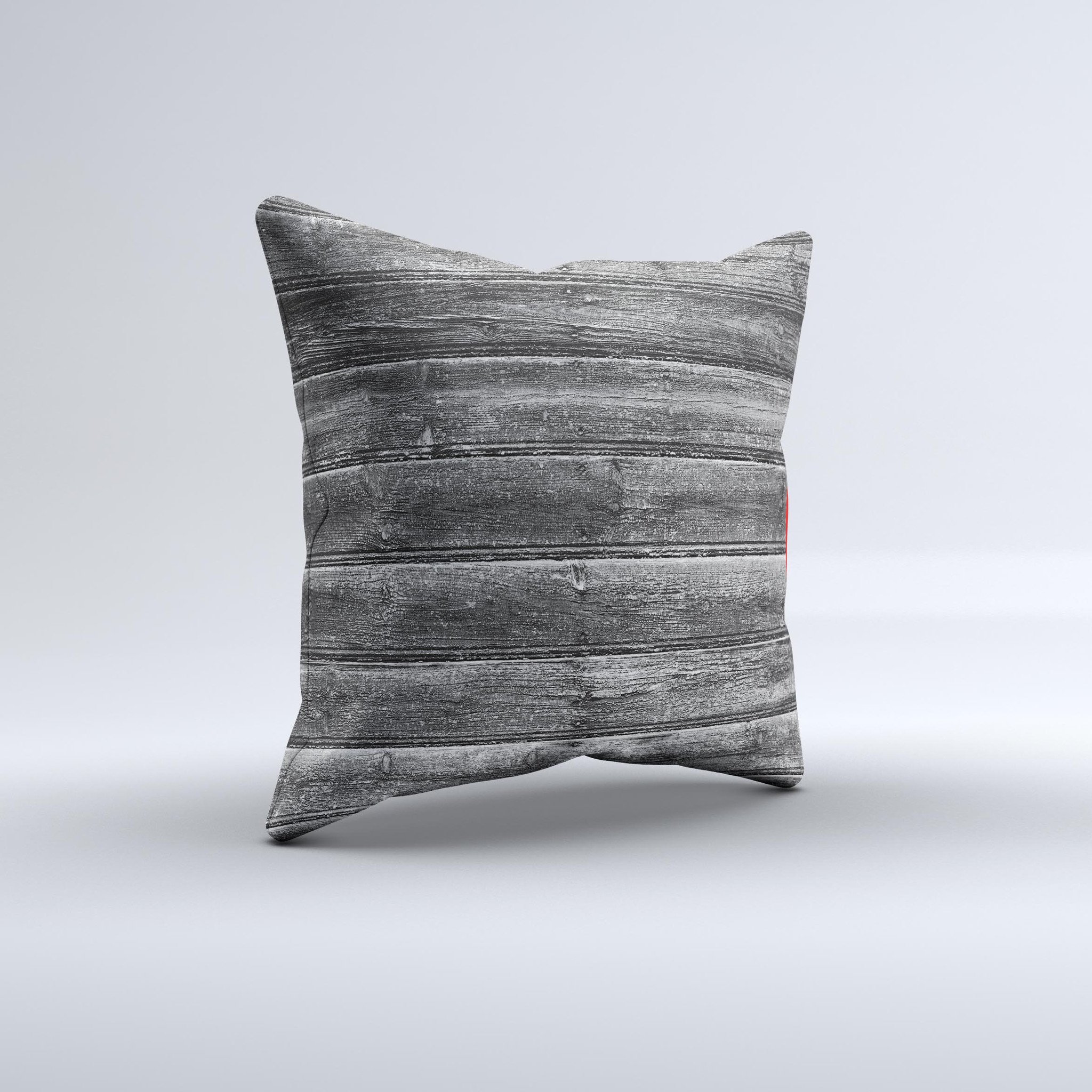 Black decorative throw pillow featuring a wood ink-fuzed design, handcrafted in Virginia with high-quality materials.