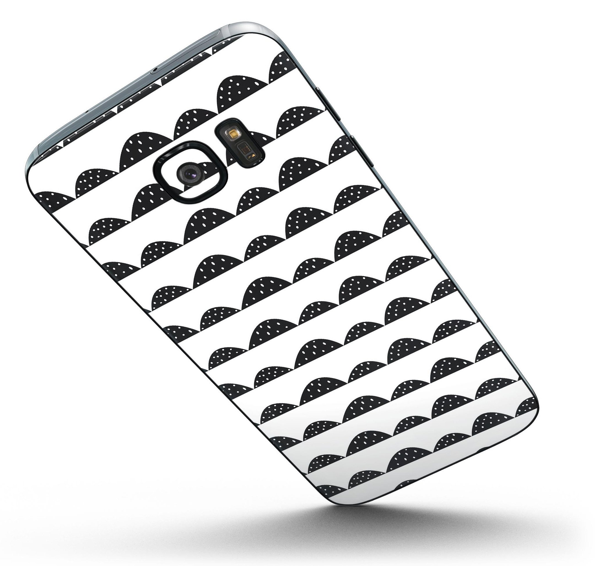 Black Rolling Hills Full Body Skin-Kit for Samsung Galaxy S7 with tiny polka dots, showcasing a stylish design and premium vinyl material.