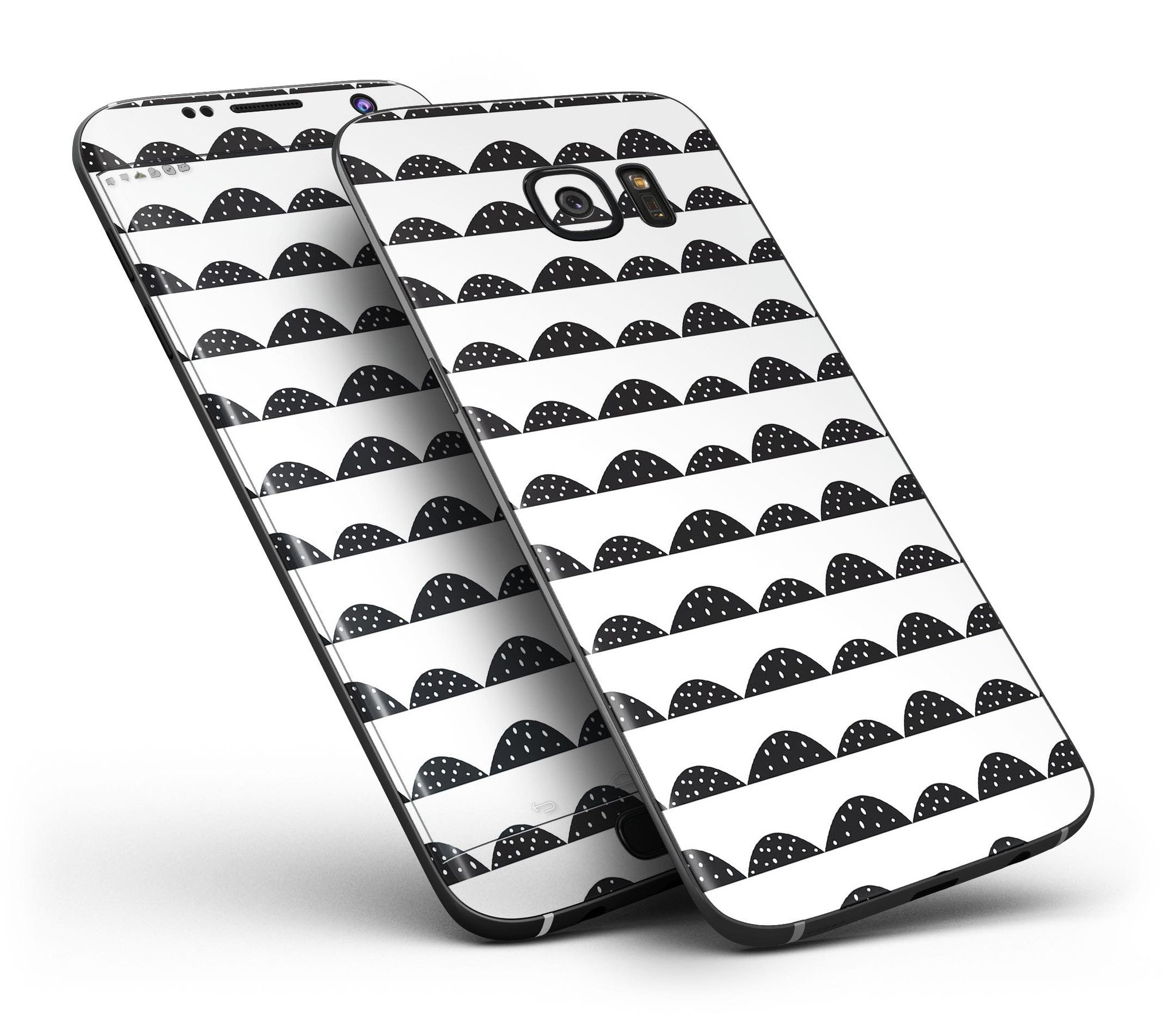 Black Rolling Hills Full Body Skin-Kit for Samsung Galaxy S7 with tiny polka dots, showcasing a stylish design and premium vinyl material.