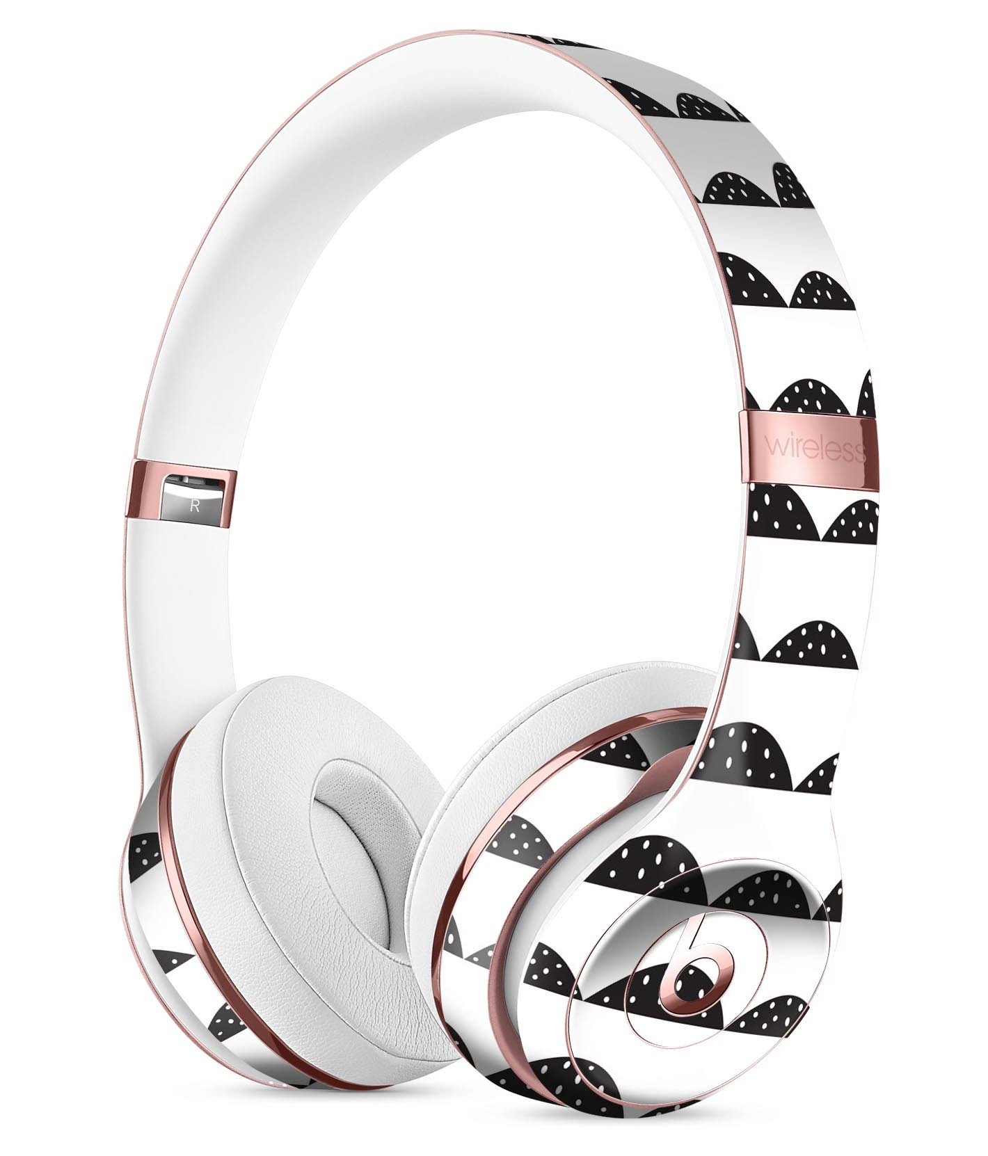 Black Rolling Hills Full-Body Skin Kit for Beats by Dre Solo 3 Wireless Headphones featuring tiny polka dots design.