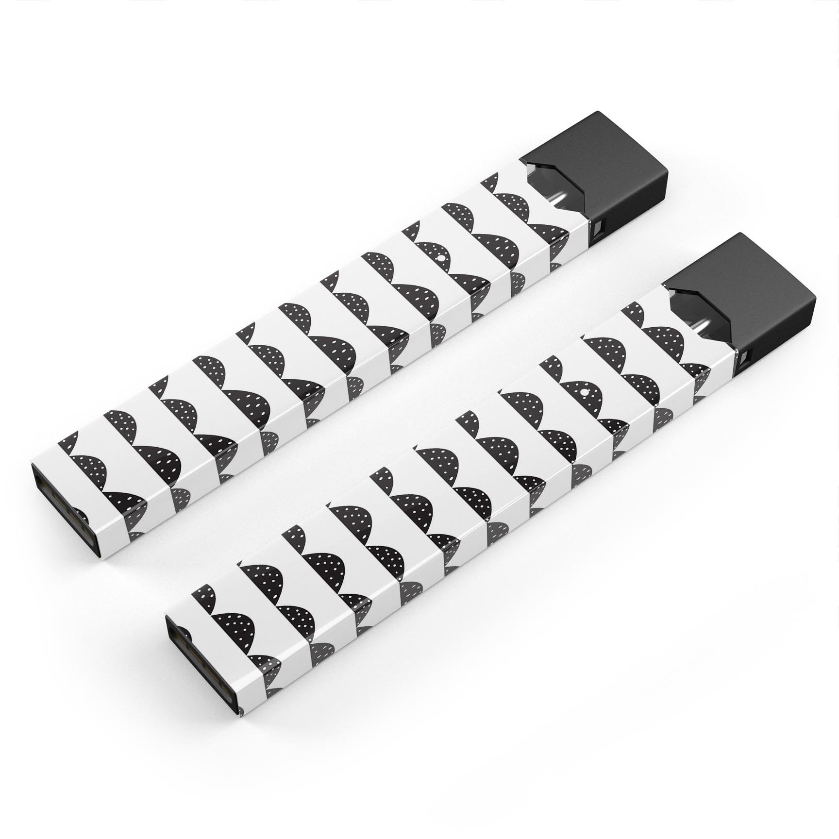 Black Rolling Hills decal with tiny polka dots designed for JUUL vaping device, showcasing a stylish and protective design.