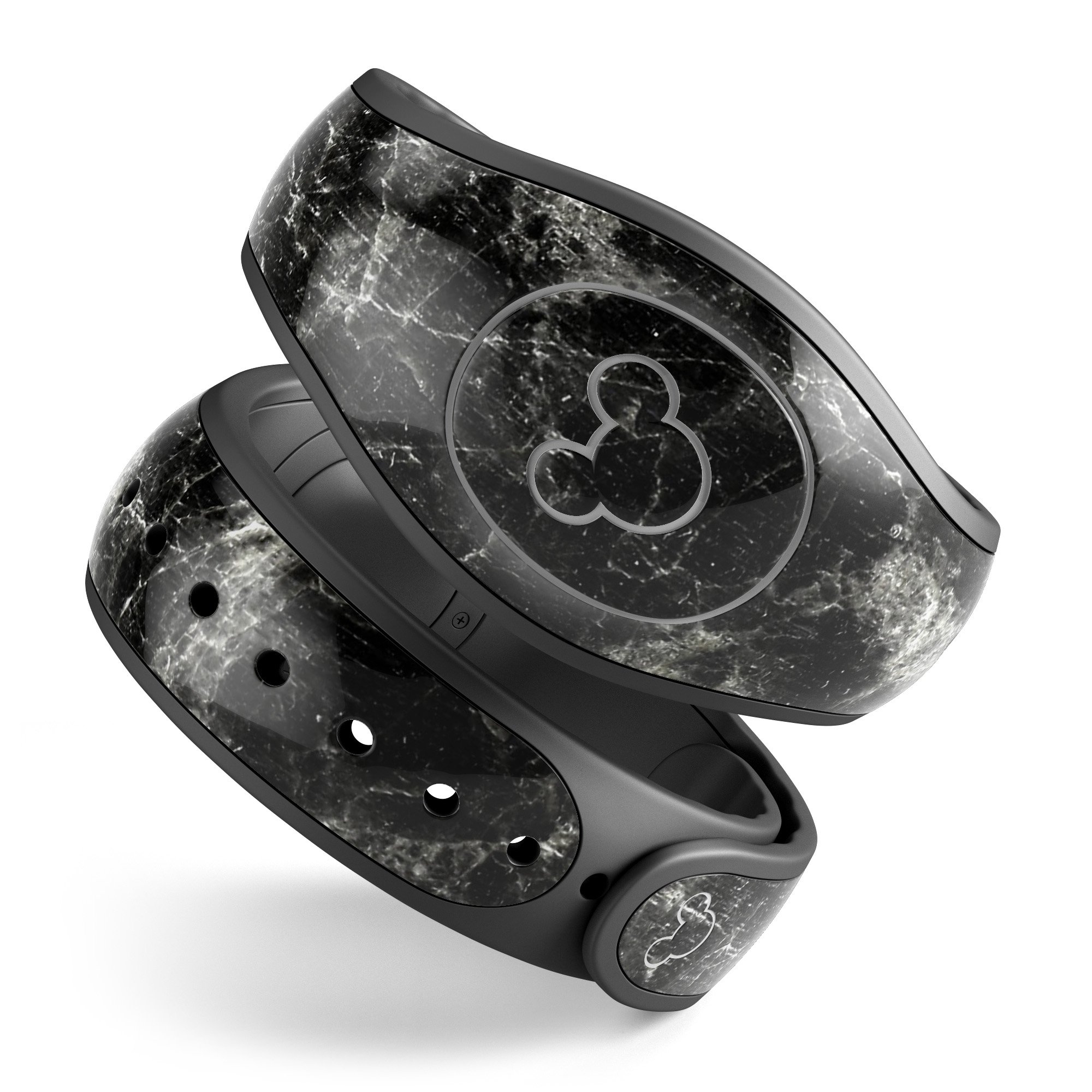 Black Scratched Marble decal skin wrap kit for Disney Magic Band, showcasing a stylish design and high-quality finish.