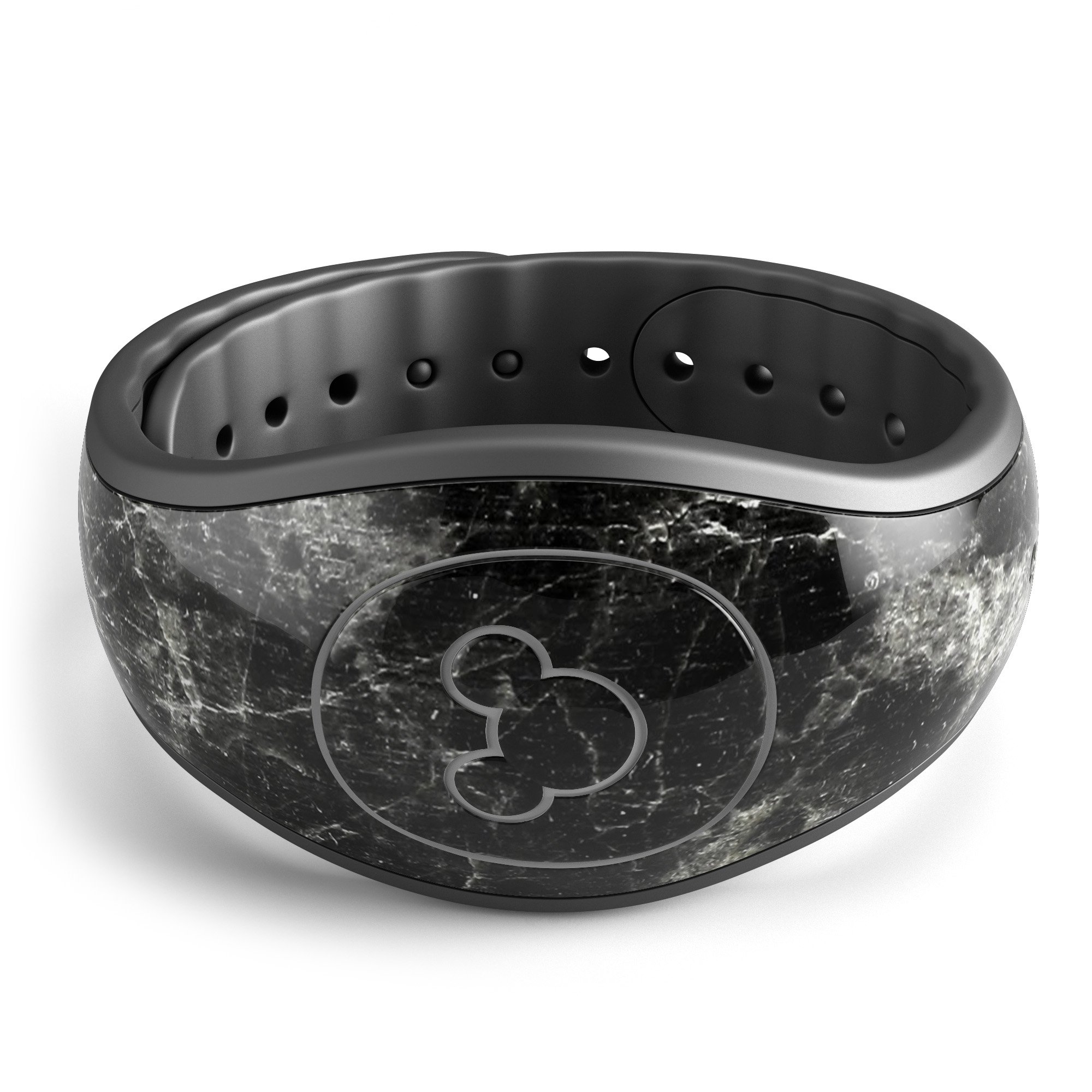 Black Scratched Marble decal skin wrap kit for Disney Magic Band, showcasing a stylish design and high-quality finish.