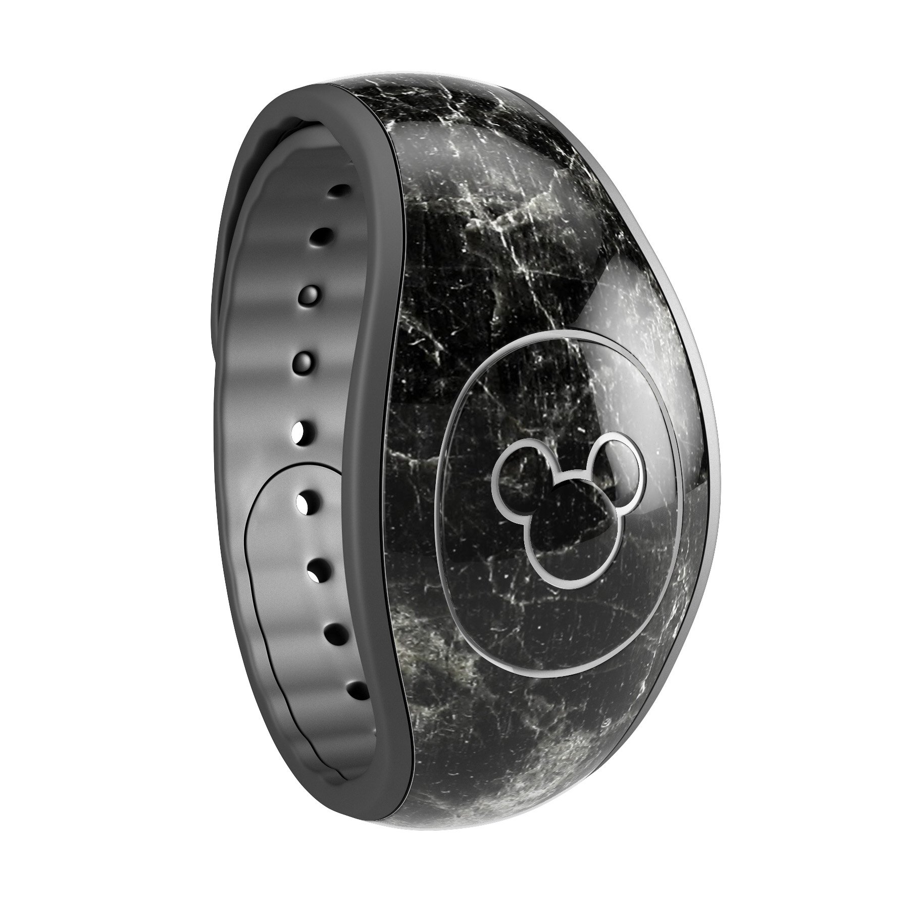 Black Scratched Marble decal skin wrap kit for Disney Magic Band, showcasing a stylish design and high-quality finish.