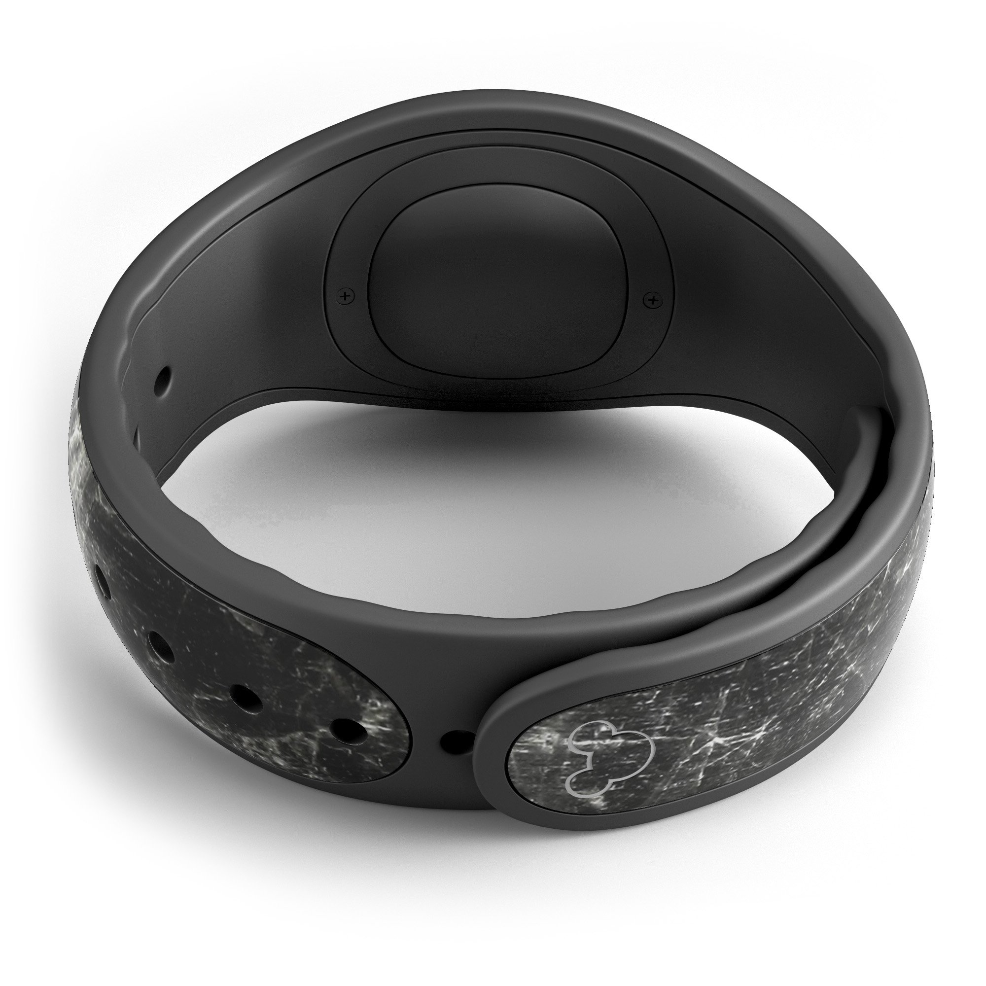 Black Scratched Marble decal skin wrap kit for Disney Magic Band, showcasing a stylish design and high-quality finish.