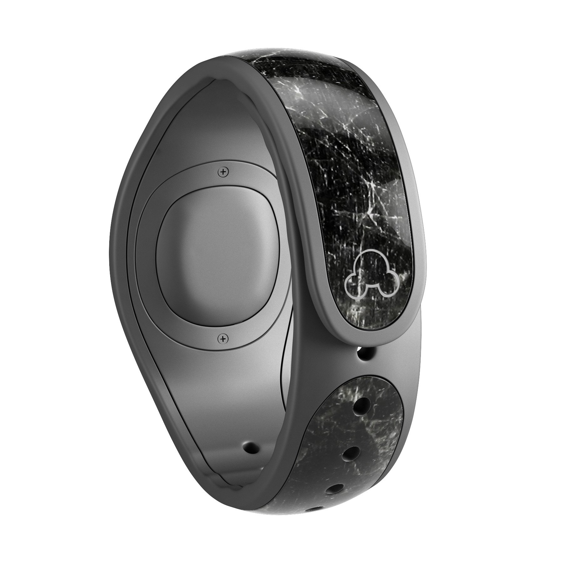 Black Scratched Marble decal skin wrap kit for Disney Magic Band, showcasing a stylish design and high-quality finish.