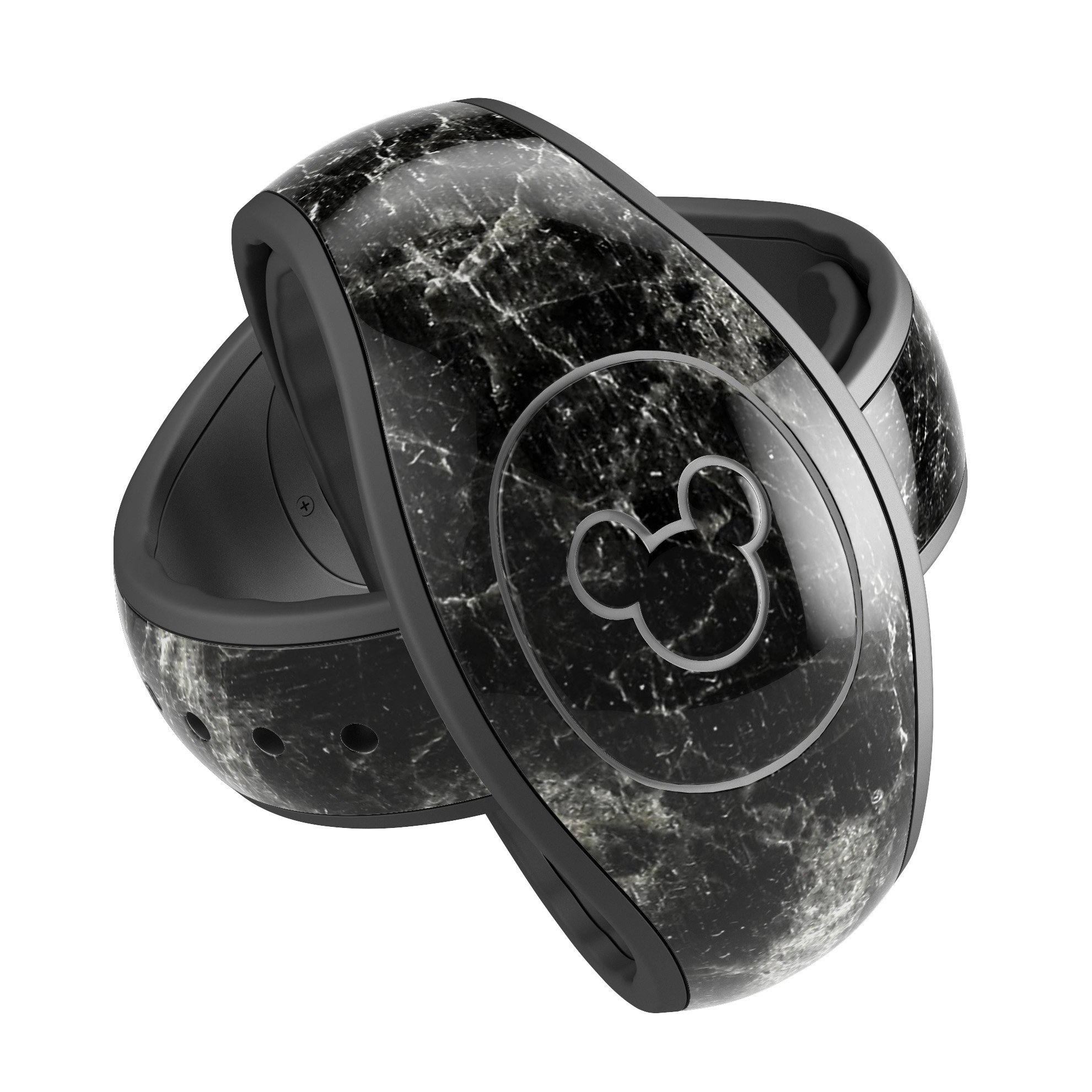 Black Scratched Marble decal skin wrap kit for Disney Magic Band, showcasing a stylish design and high-quality finish.