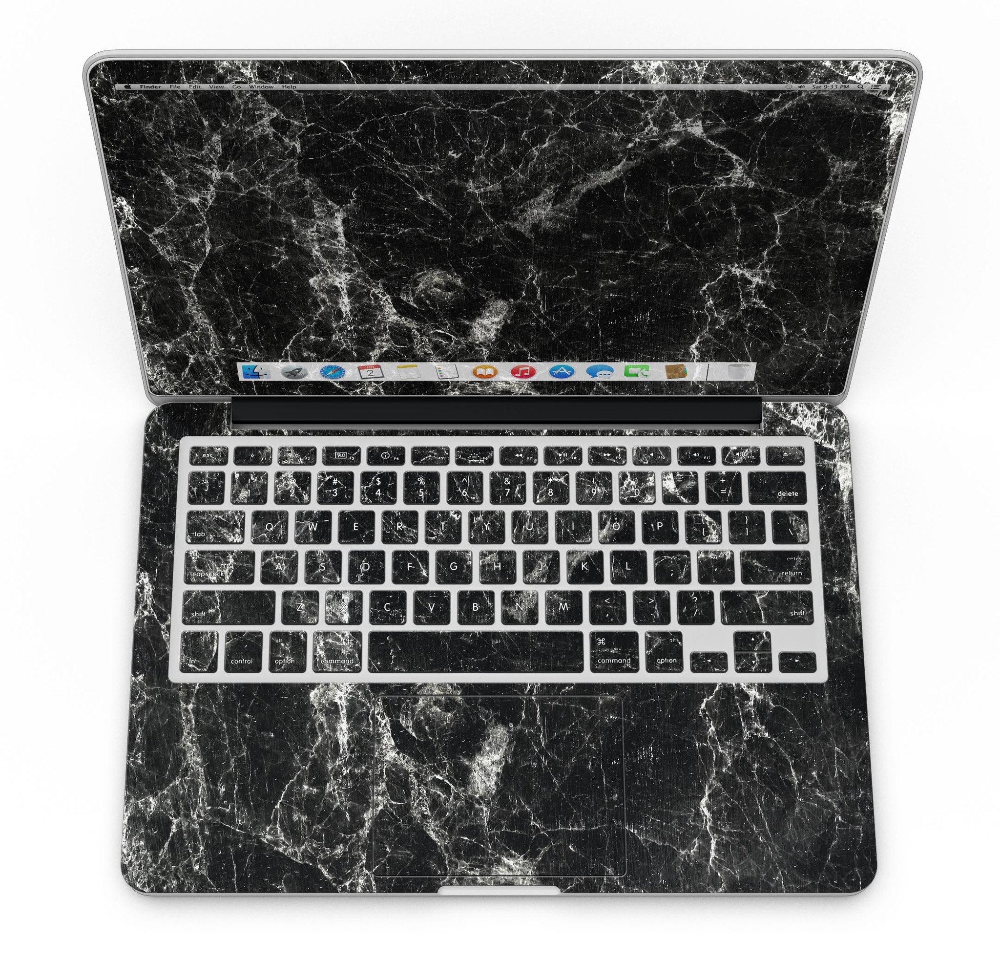 Laptop with black marble design